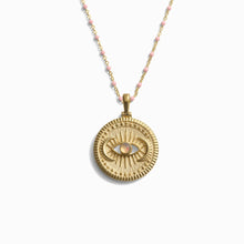Cosmic Eye + Blush Enamel Necklace | 14K Yellow Gold Vermeil