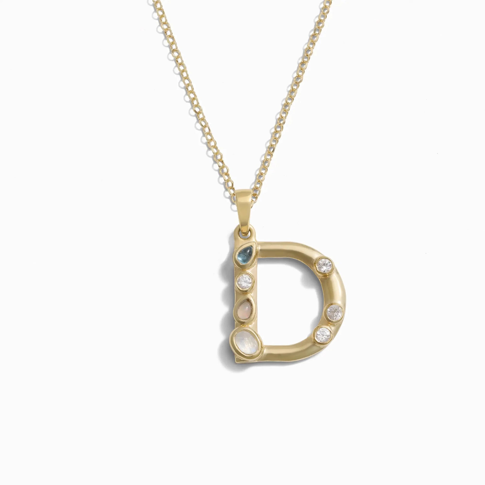 Gold Gemstone Initial Necklace | 14K Yellow Gold Vermeil