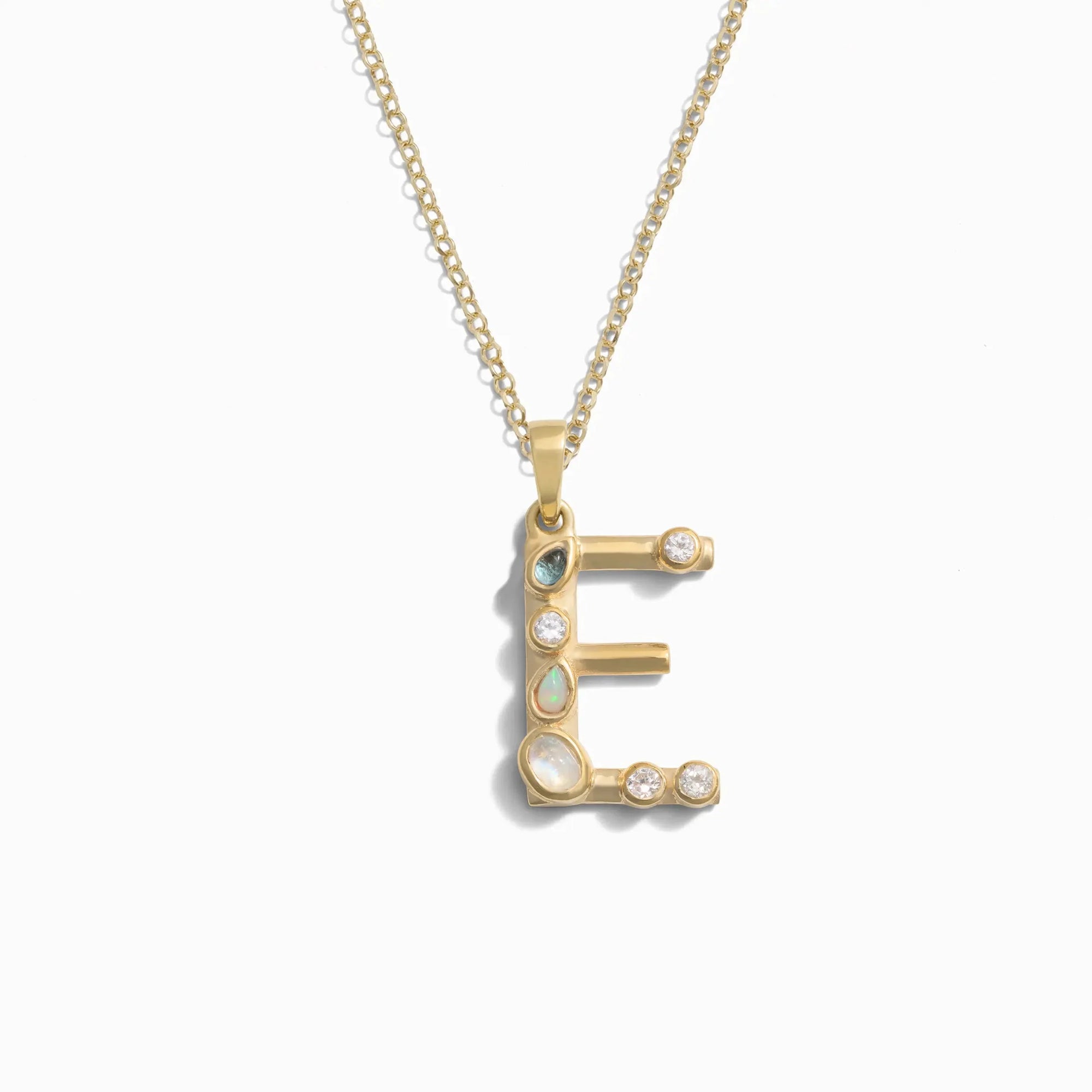 Gold Gemstone Initial Necklace | 14K Yellow Gold Vermeil