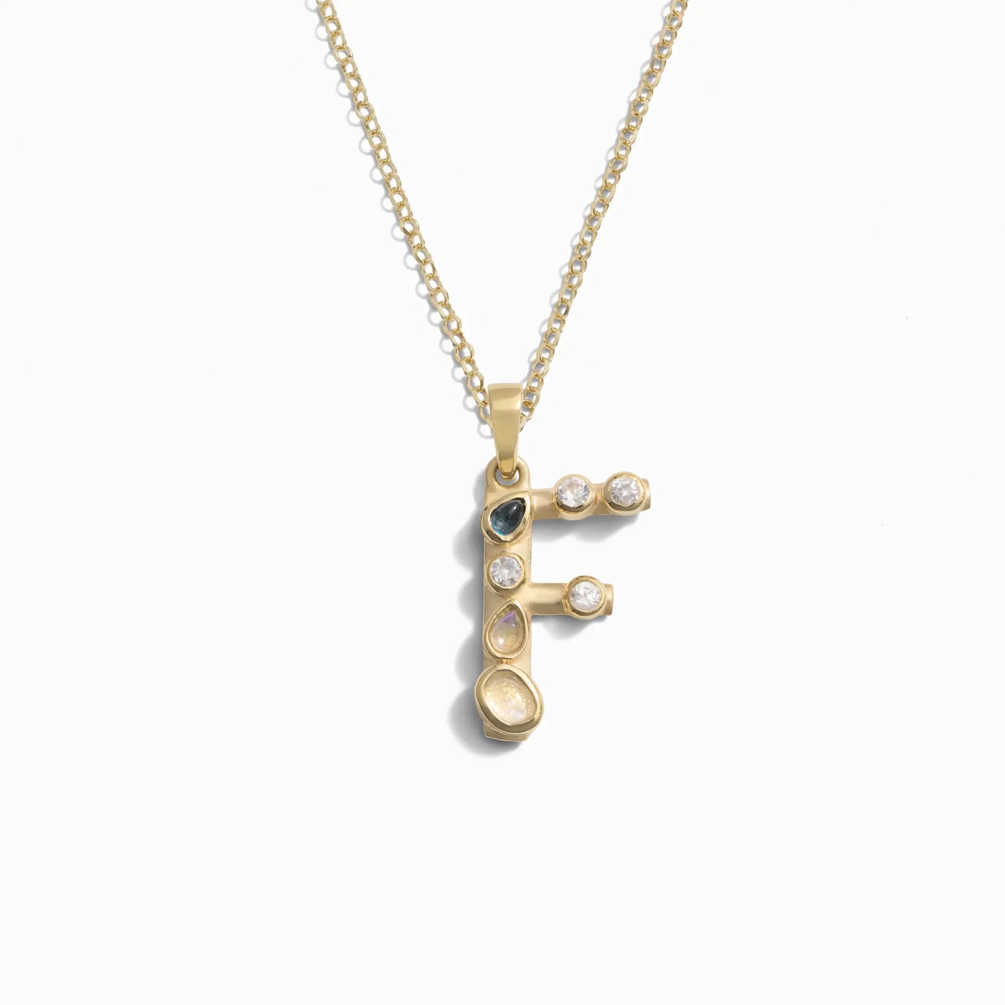 Gold Gemstone Initial Necklace | 14K Yellow Gold Vermeil