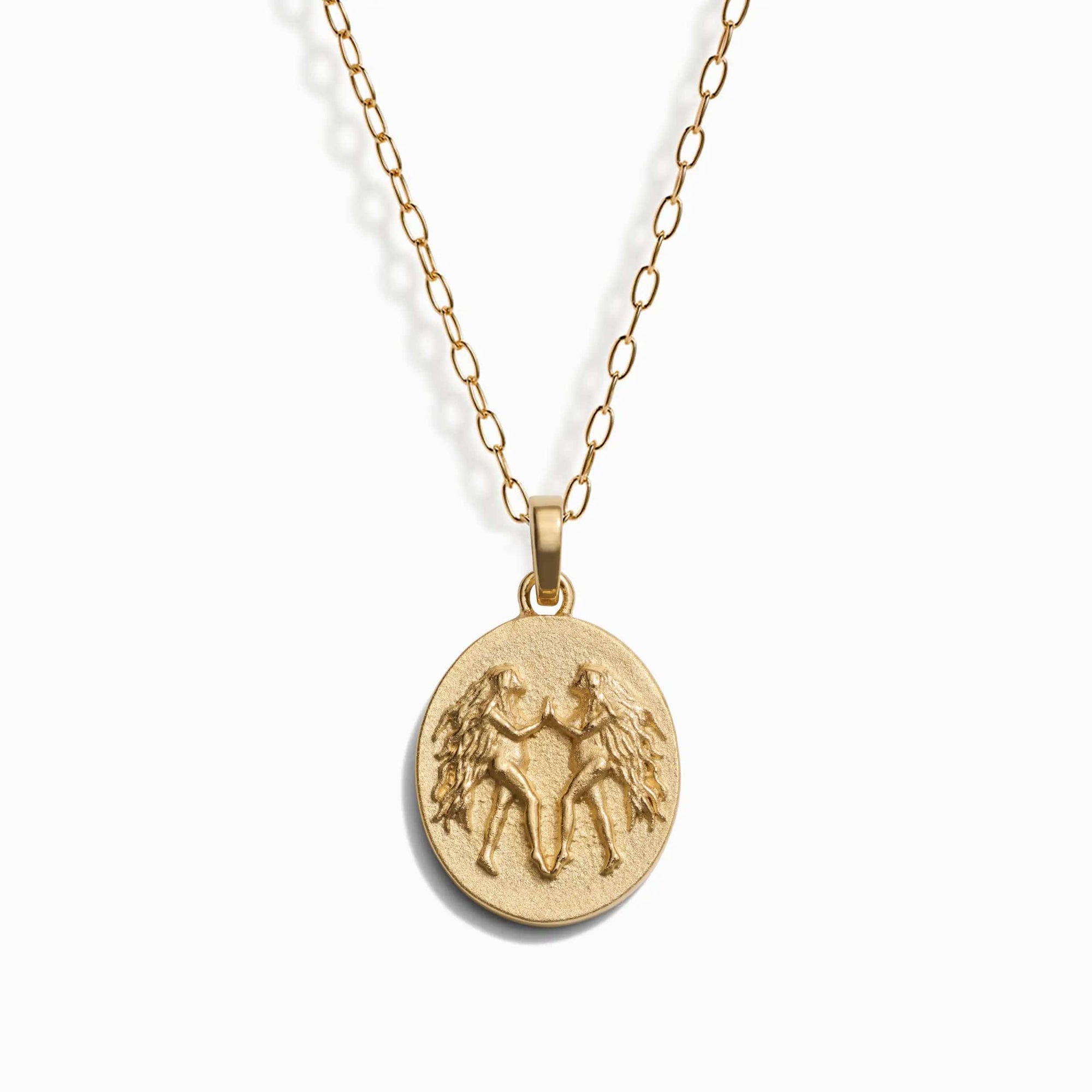 Awe Inspired Necklaces 14K Yellow Gold Vermeil / Gemini / 16" - 18" Zodiac Goddess Pendant + Mini Paperclip Chain