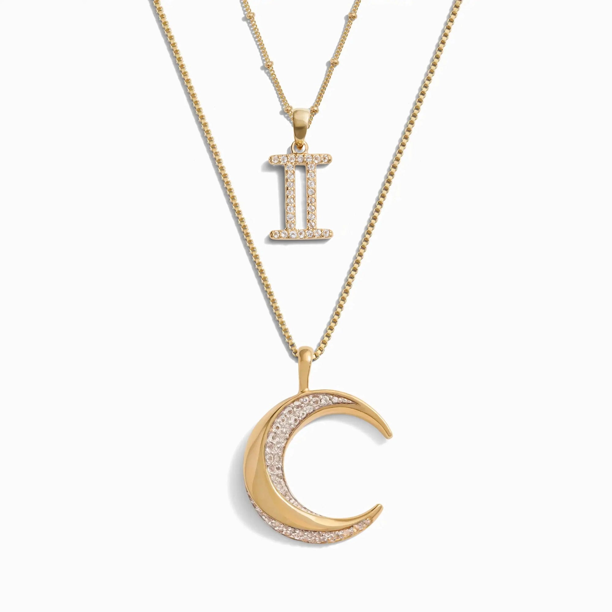 Twisted Moon and Gemstone Zodiac Set | 14K Yellow Gold Vermeil