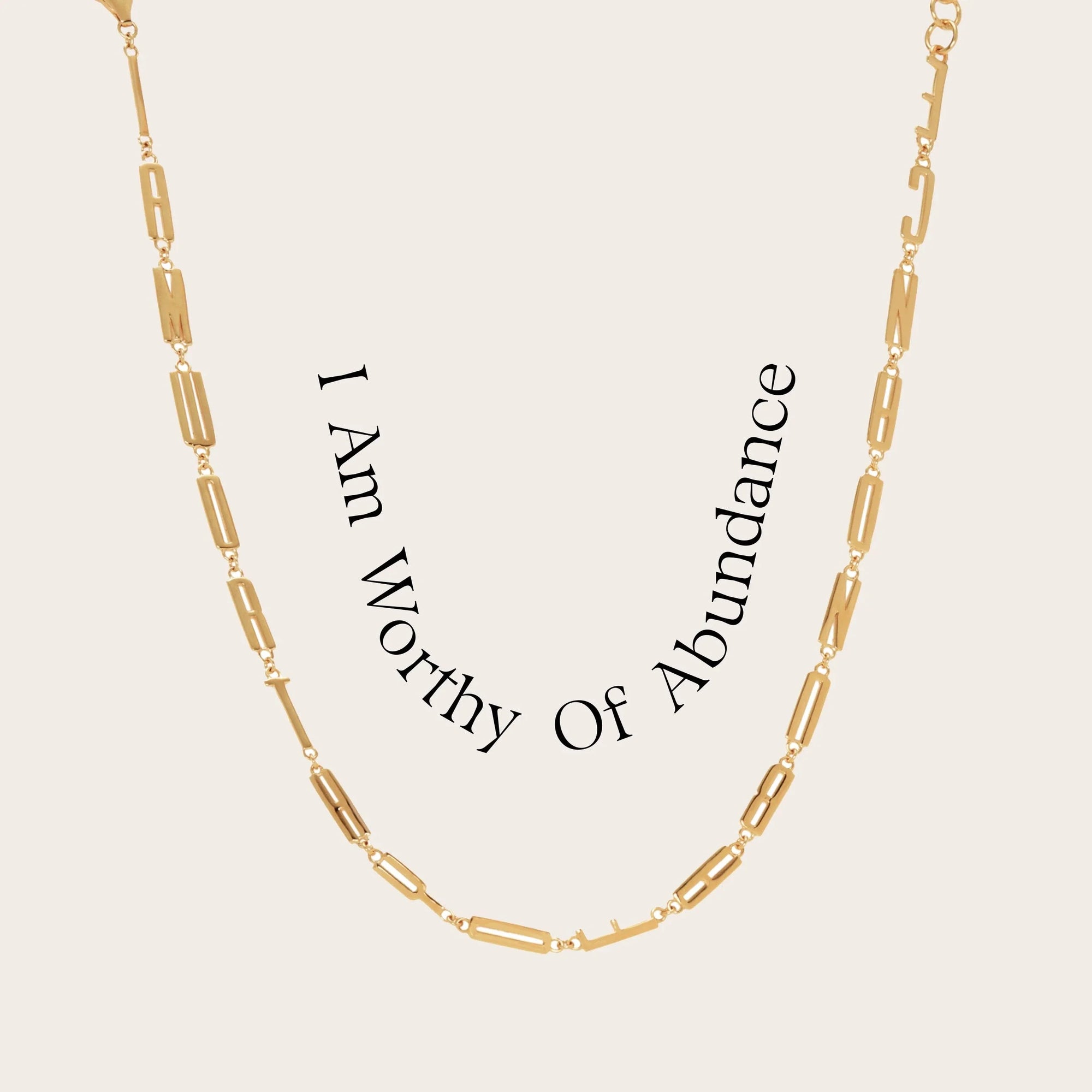 Awe Inspired Necklaces 14K Yellow Gold Vermeil / I Am Worthy of Abundance Affirmation Necklace