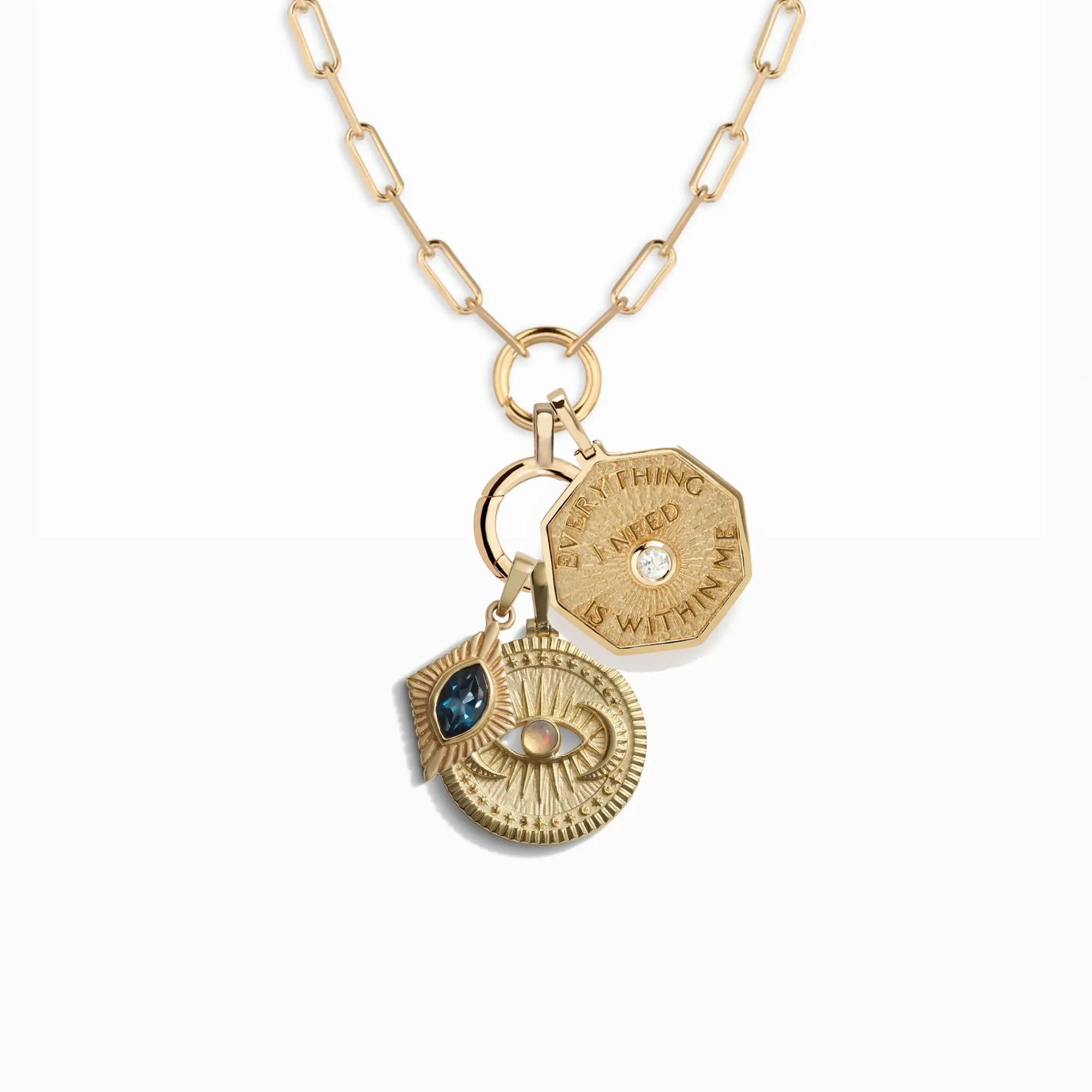 Cosmic Affirmation Charm Necklace | 14K Yellow Gold Vermeil | Multi