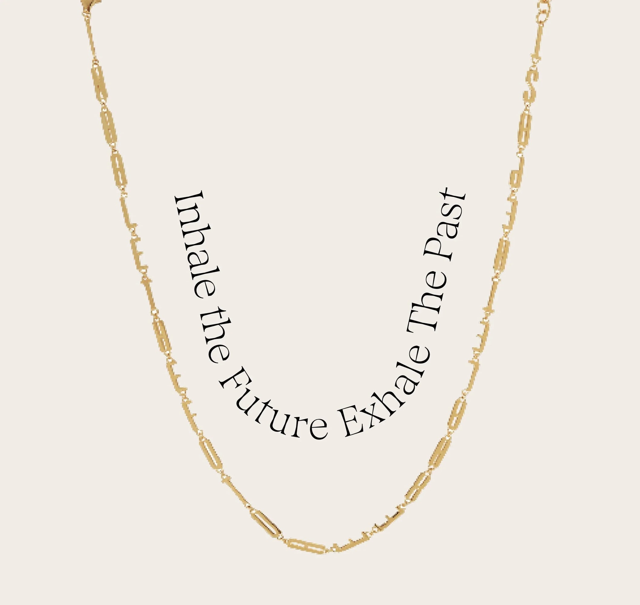 Awe Inspired Necklaces 14K Yellow Gold Vermeil / Inhale the Future Exhale the Past Affirmation Necklace