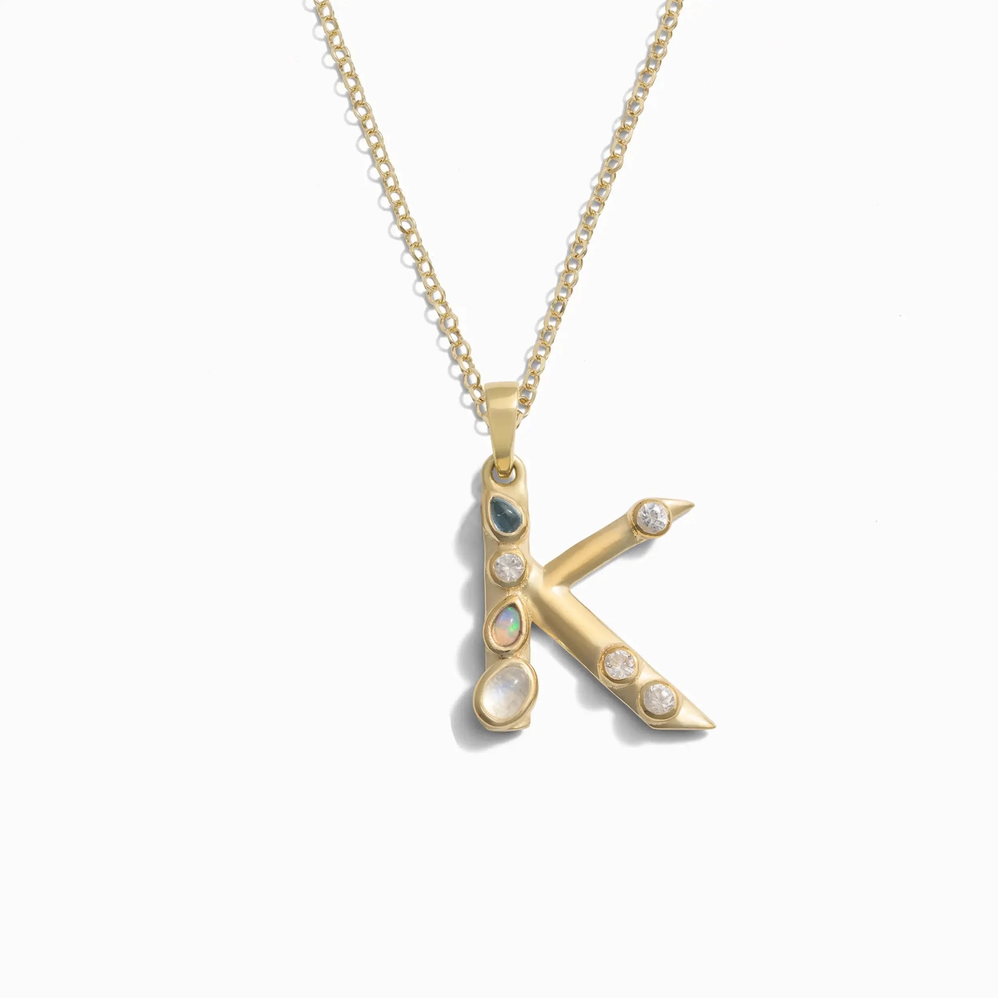 Gold Gemstone Initial Necklace | 14K Yellow Gold Vermeil