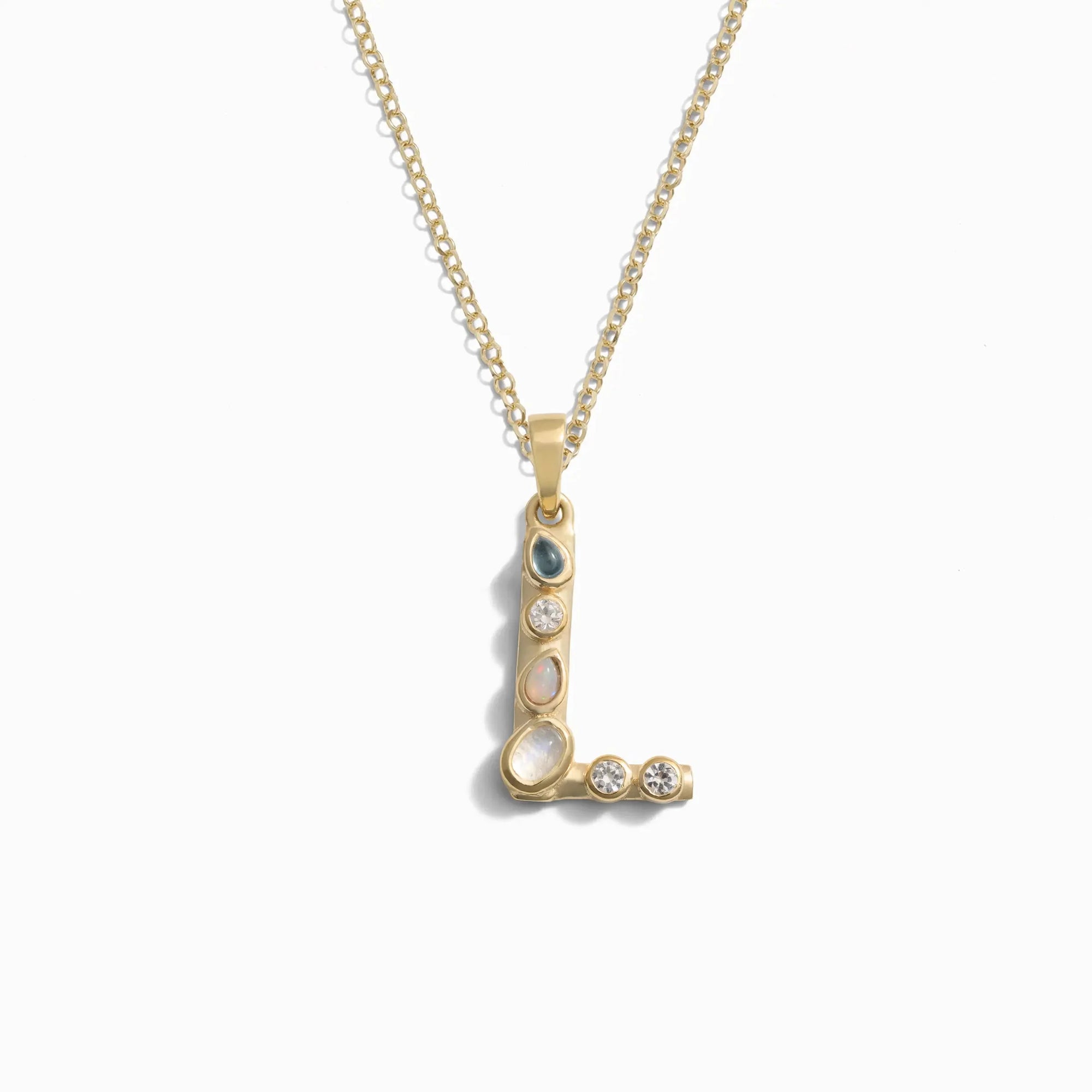 Gold Gemstone Initial Necklace | 14K Yellow Gold Vermeil