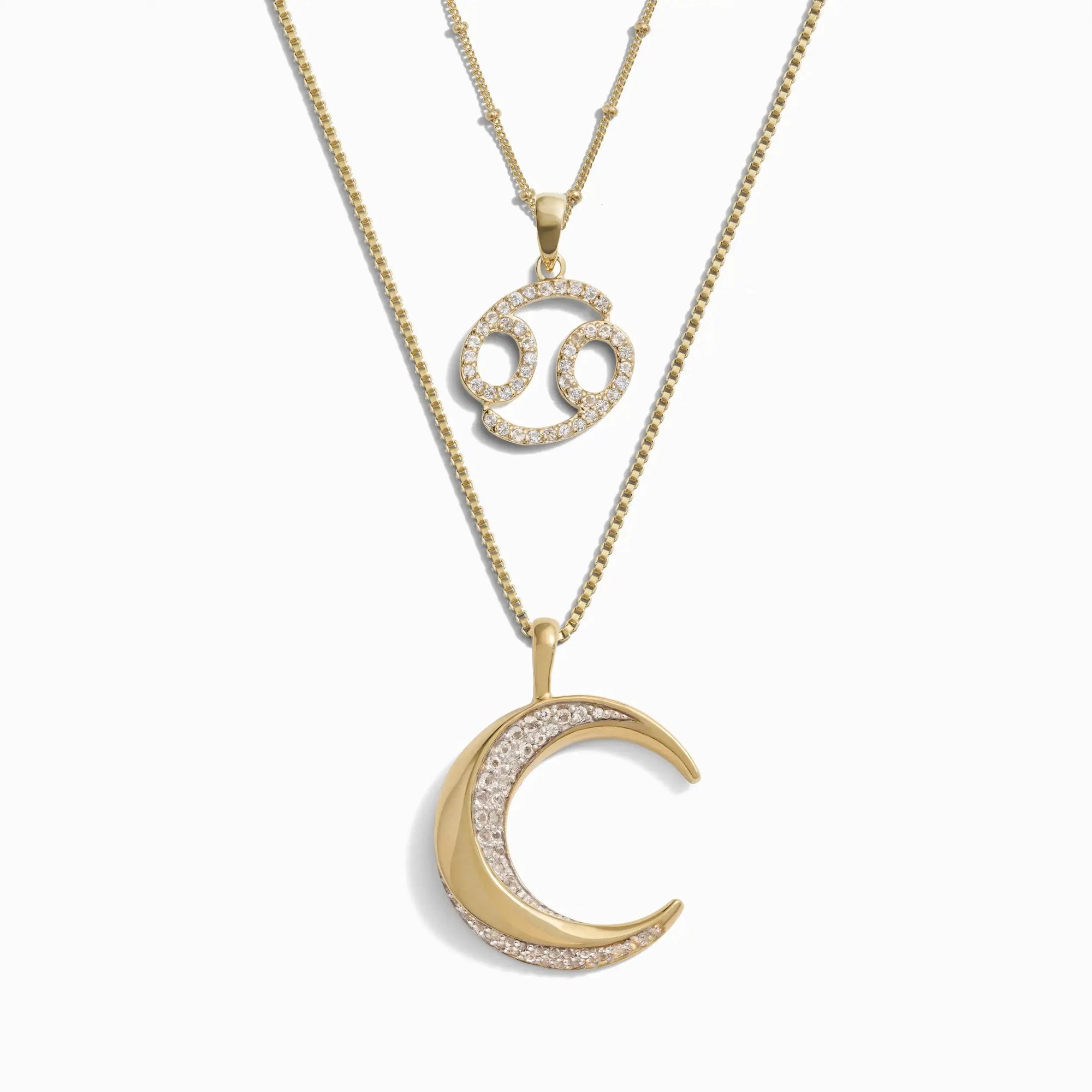 Twisted Moon and Gemstone Zodiac Set | 14K Yellow Gold Vermeil