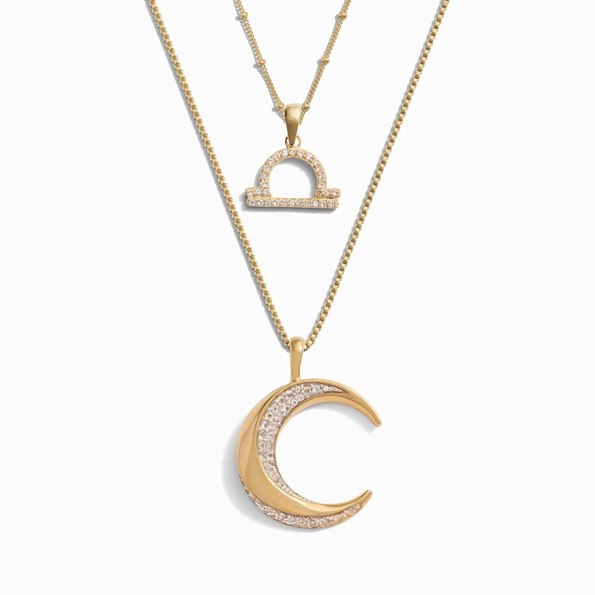 Twisted Moon and Gemstone Zodiac Set | 14K Yellow Gold Vermeil