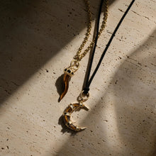 Boho Moon Cord Charm Necklace | 14K Yellow Gold Vermeil