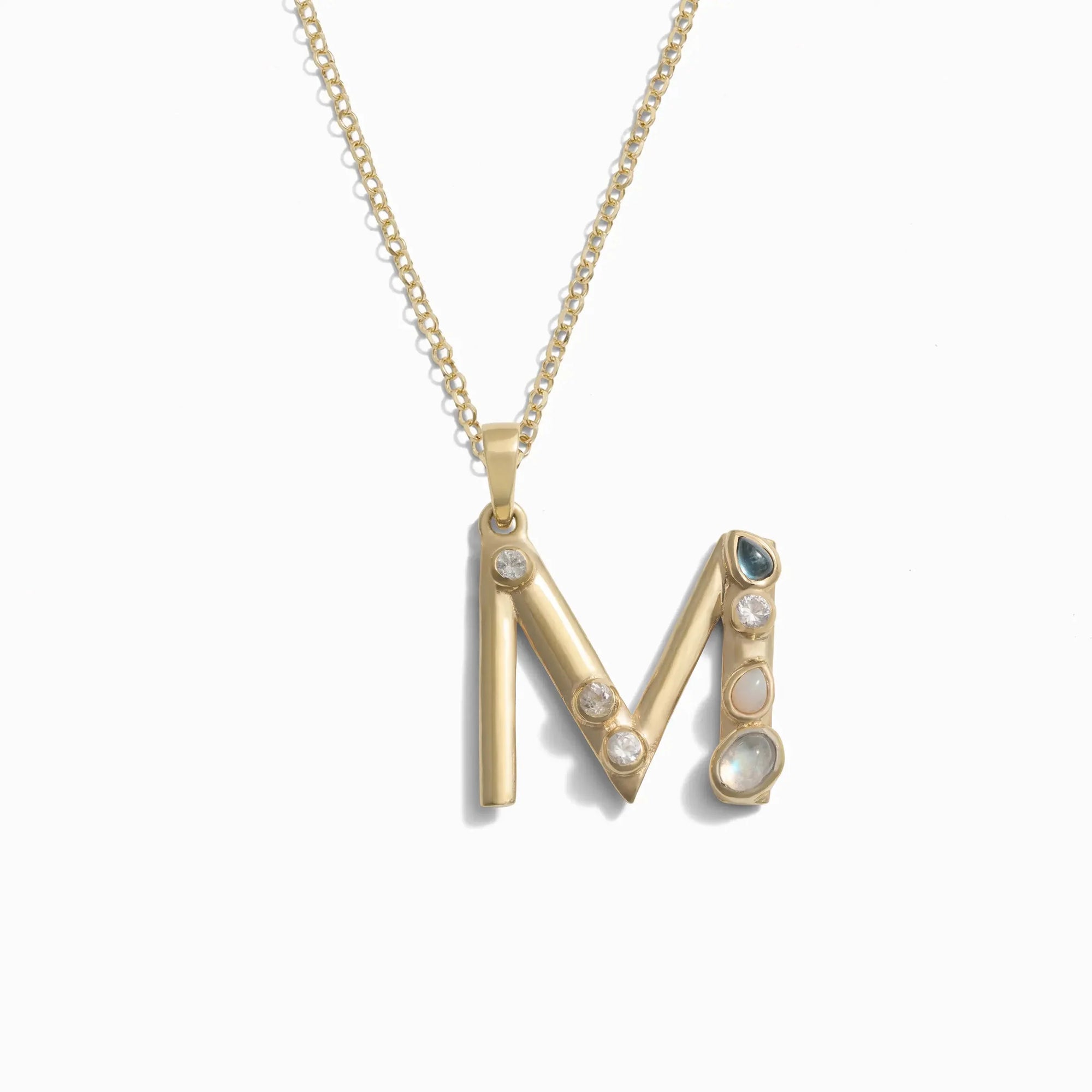 Gold Gemstone Initial Necklace | 14K Yellow Gold Vermeil