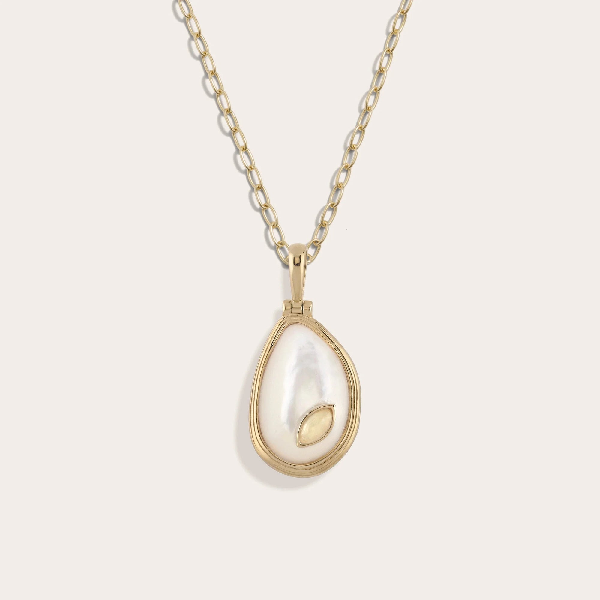 Awe Inspired Necklaces 14K Yellow Gold Vermeil / Mother of Pearl / 16-18" Mini Paperclip Organic Mother of Pearl Gemstone Necklace