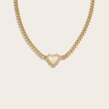 Mother of Pearl Heart Cuban Necklace | 14K Yellow Gold Vermeil