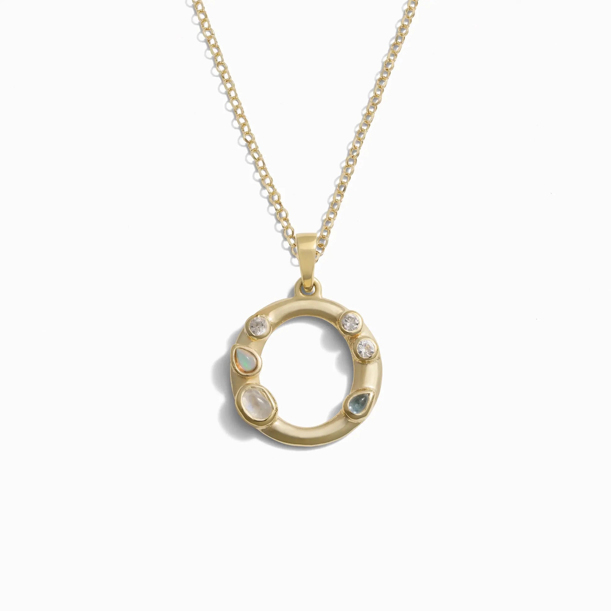 Gold Gemstone Initial Necklace | 14K Yellow Gold Vermeil