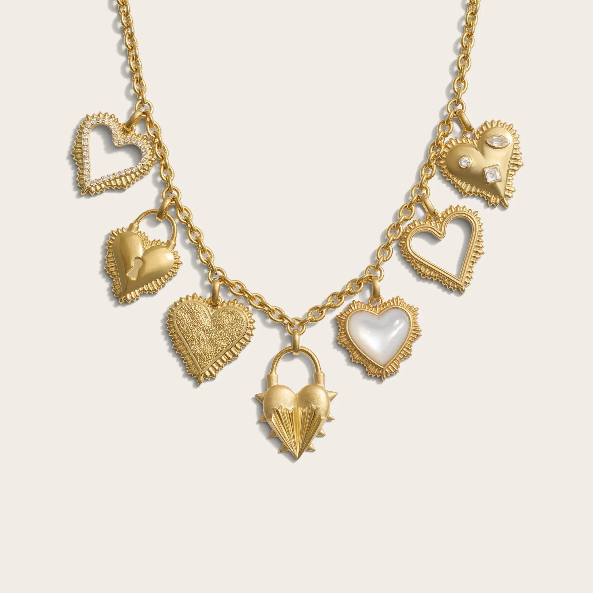 Radiant Heart Statement Charm Necklace | 14K Yellow Gold Vermeil