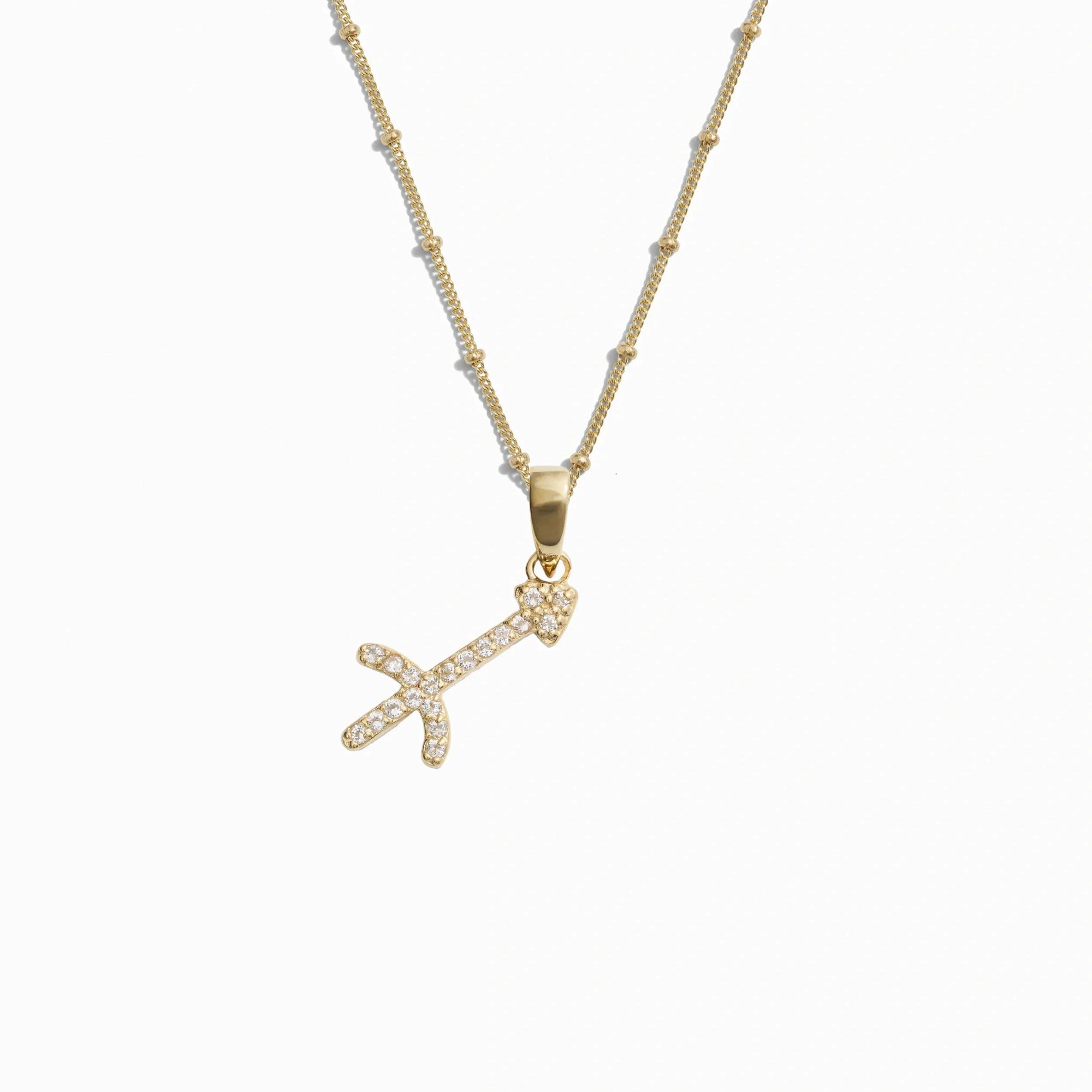 Awe Inspired Necklaces 14K Yellow Gold Vermeil / Sagittarius / 20-22" Saturn Chain Gemstone Zodiac on Saturn Chain