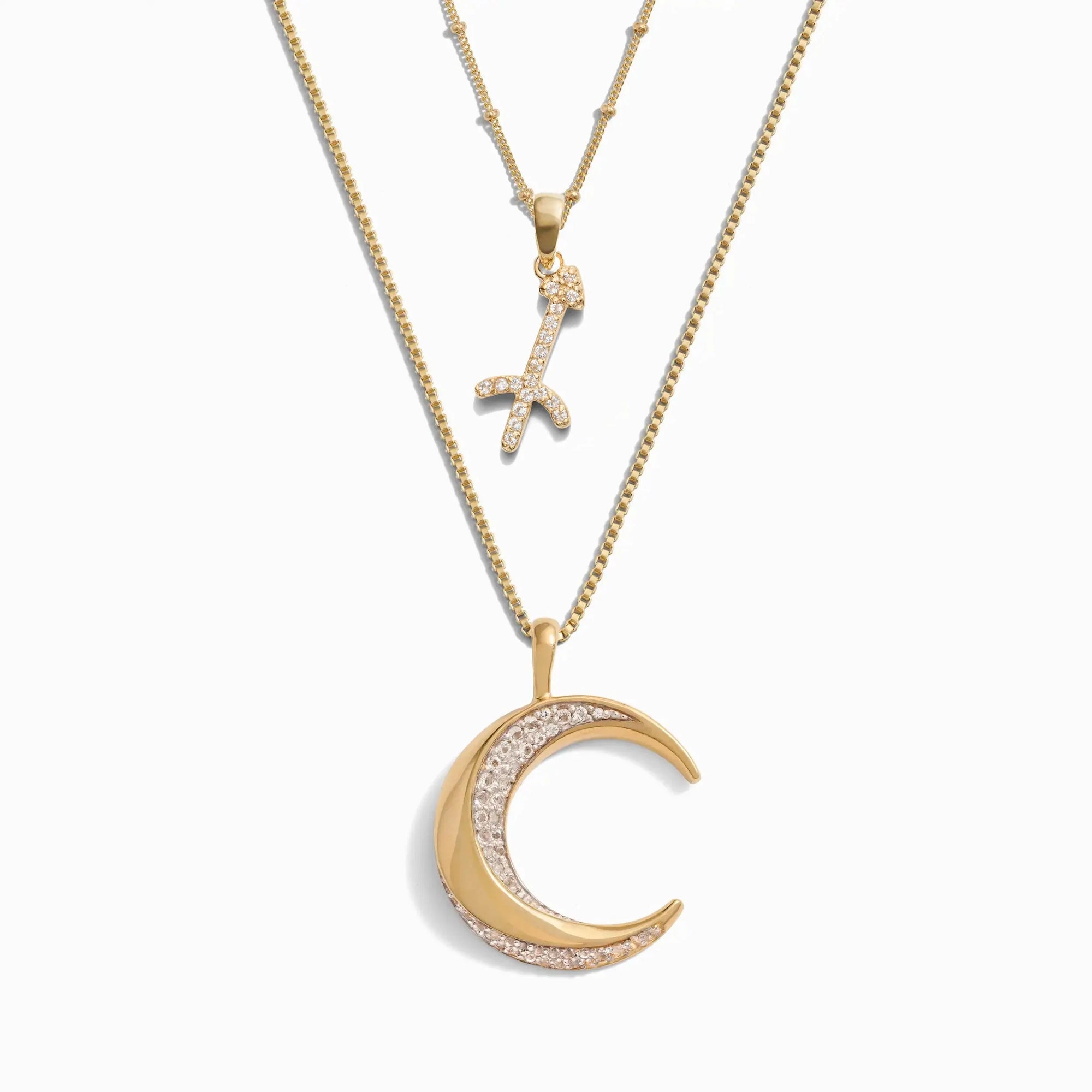 Twisted Moon and Gemstone Zodiac Set | 14K Yellow Gold Vermeil