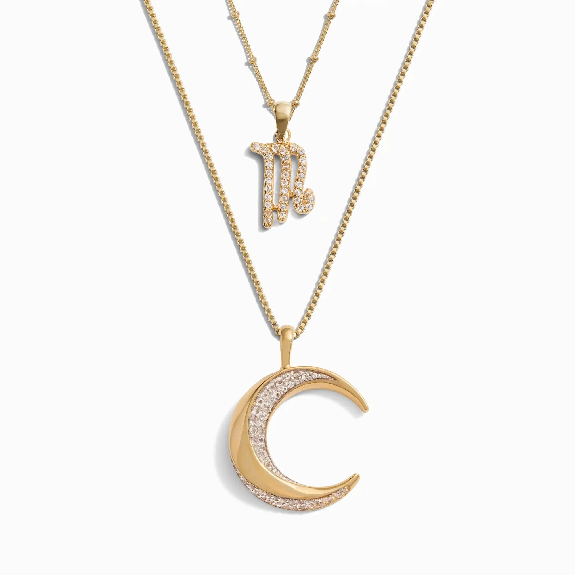 Twisted Moon and Gemstone Zodiac Set | 14K Yellow Gold Vermeil