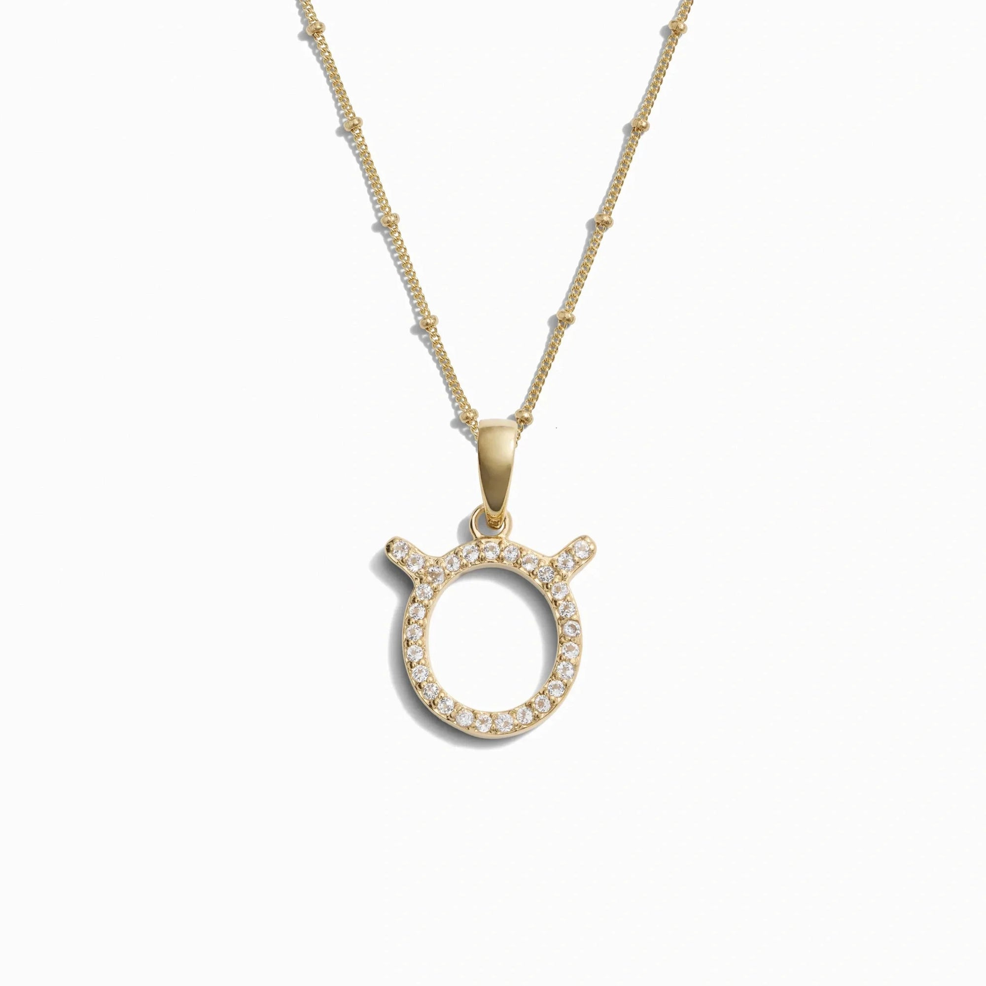 Awe Inspired Necklaces 14K Yellow Gold Vermeil / Taurus / 20-22" Saturn Chain Gemstone Zodiac on Saturn Chain