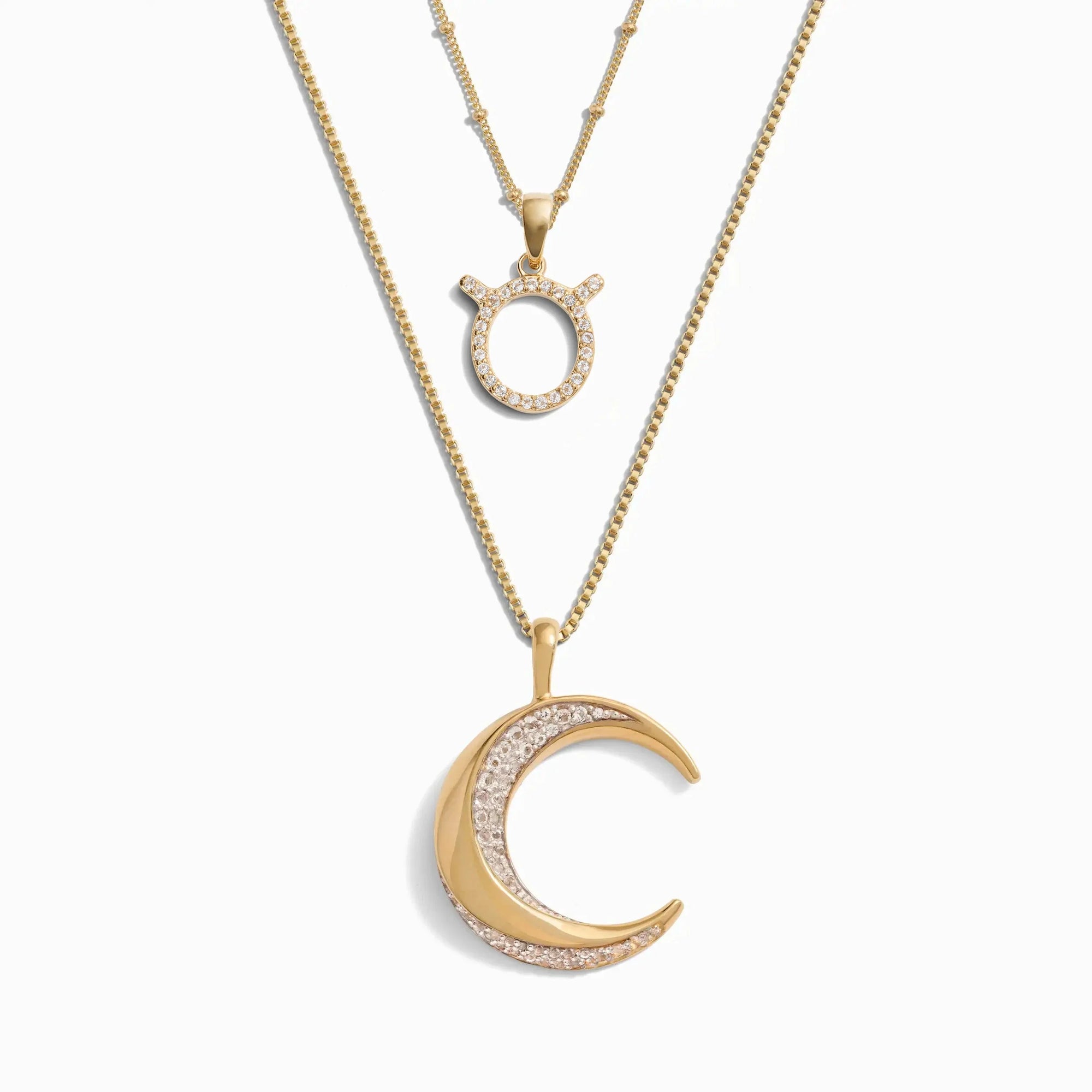 Twisted Moon and Gemstone Zodiac Set | 14K Yellow Gold Vermeil