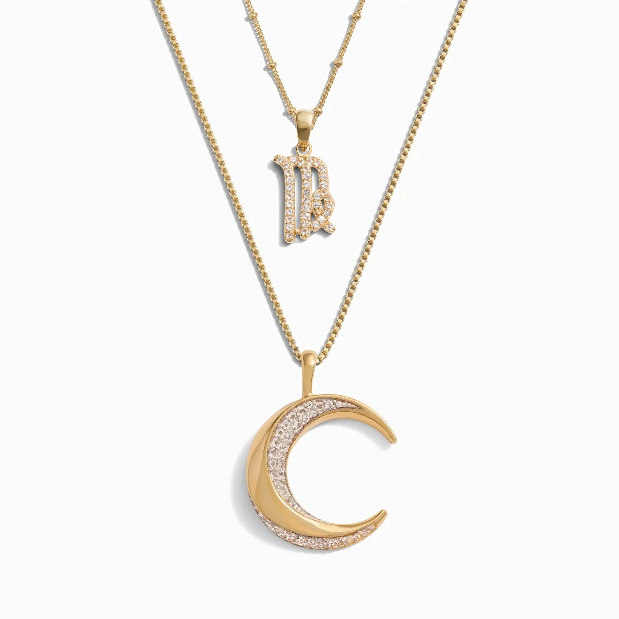 Twisted Moon and Gemstone Zodiac Set | 14K Yellow Gold Vermeil