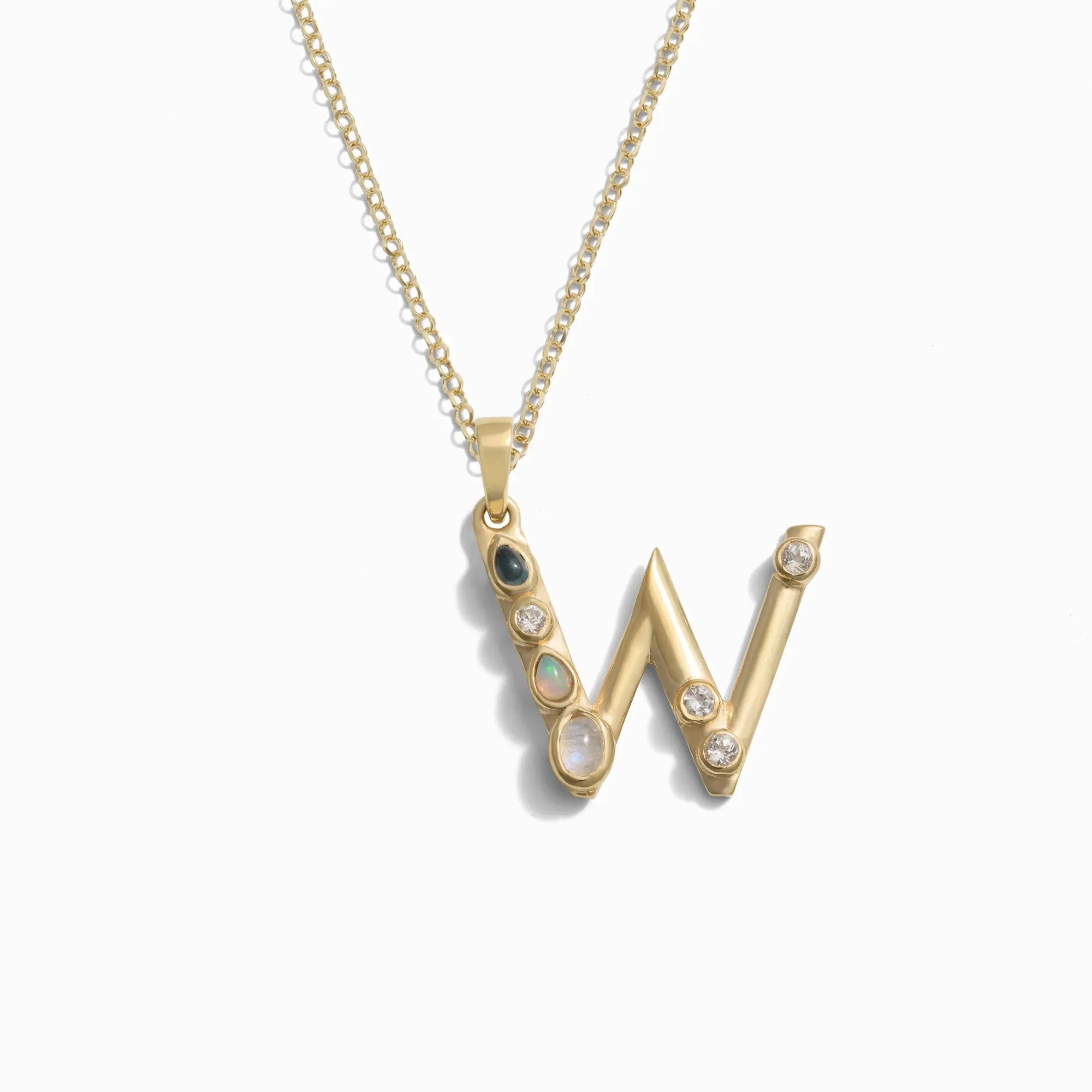 Gold Gemstone Initial Necklace | 14K Yellow Gold Vermeil