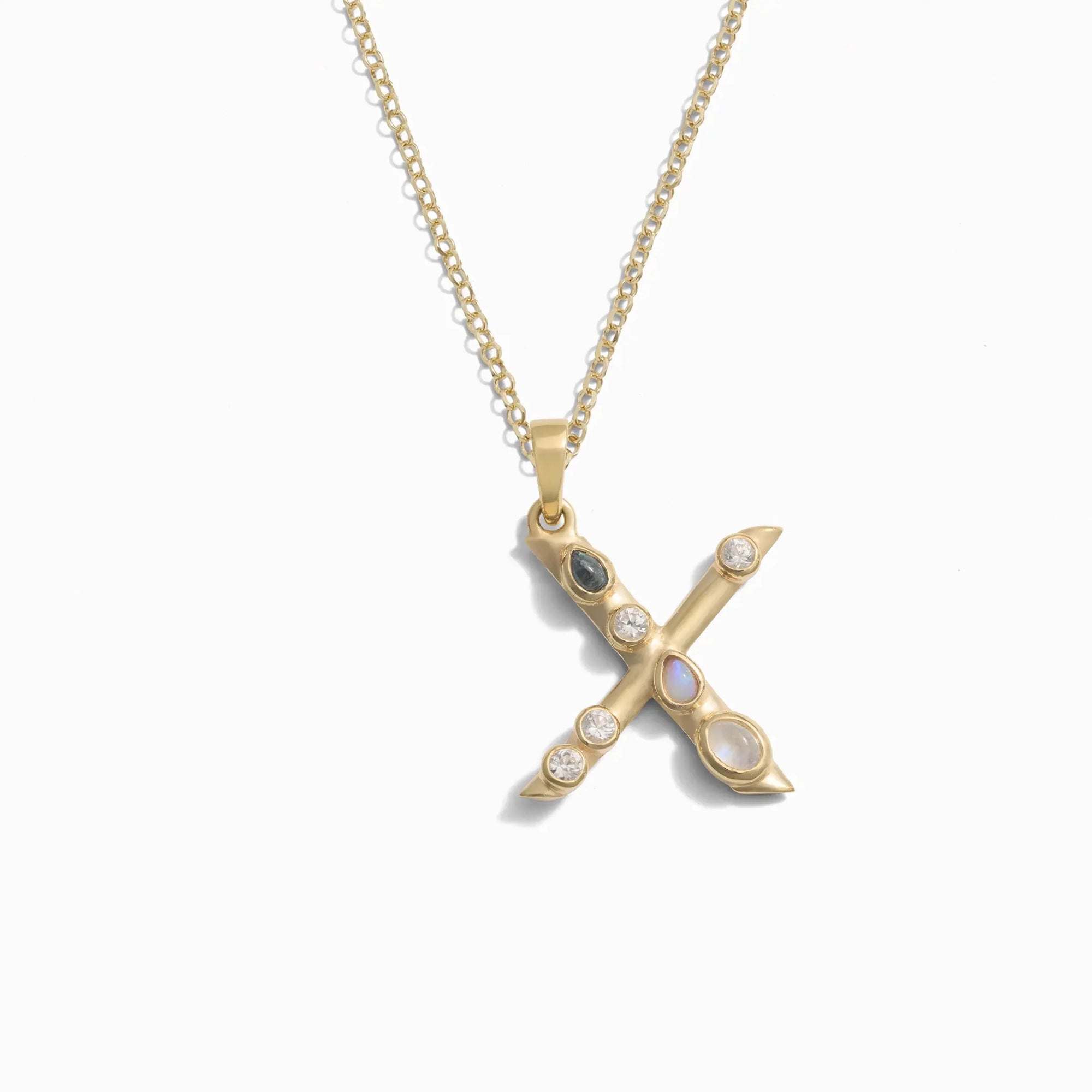 Gold Gemstone Initial Necklace | 14K Yellow Gold Vermeil