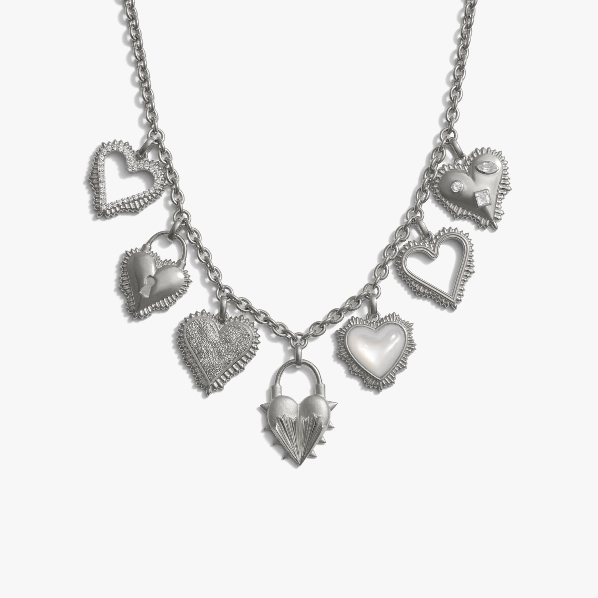 Awe Inspired Necklaces 925 Sterling Silver Radiant Heart Statement Charm Necklace
