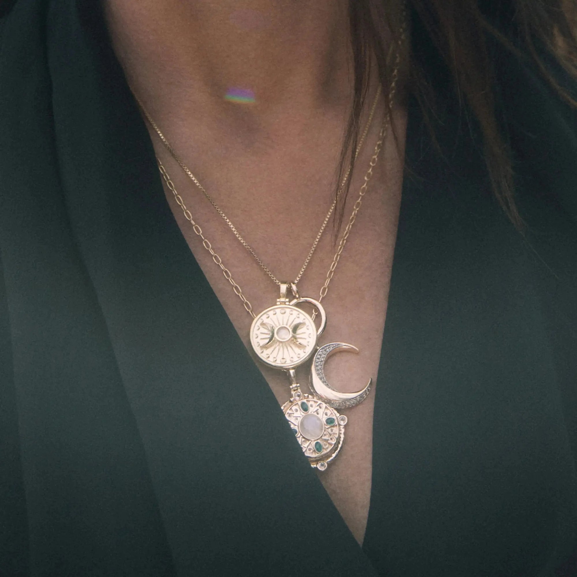Alanis Triple Moon Necklace | Sterling Silver