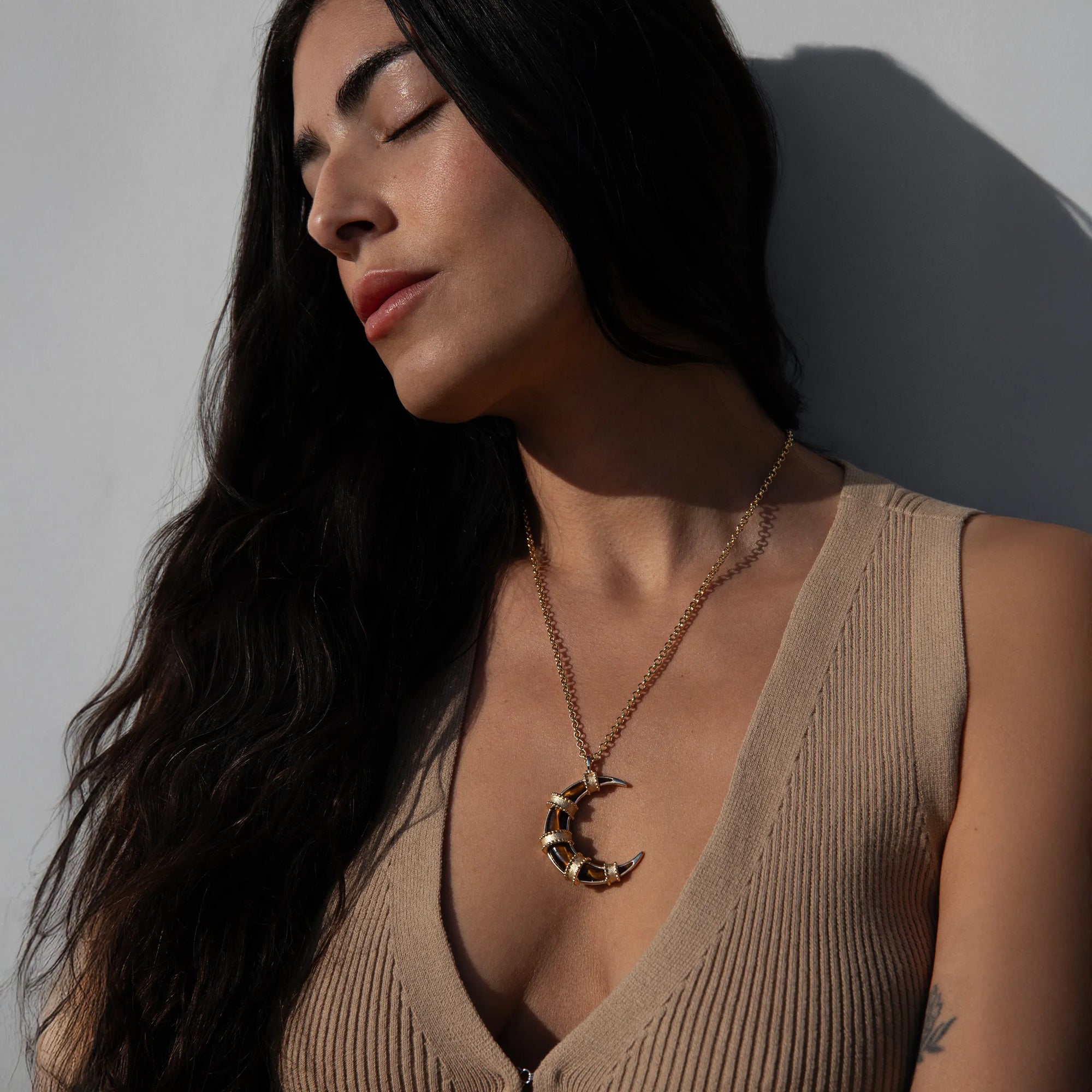 Boho Moon Necklace | Sterling Silver