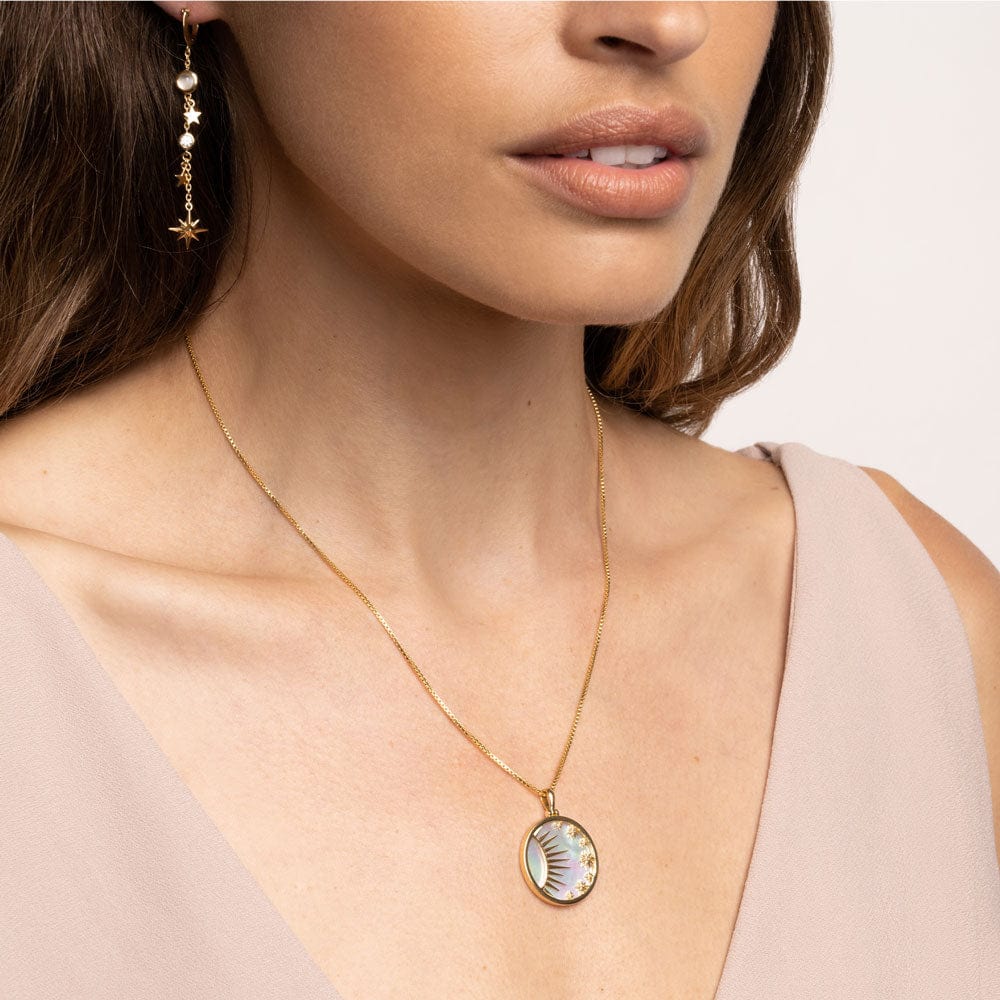 Celestial Mother of Pearl Necklace | 14K Yellow Gold Vermeil