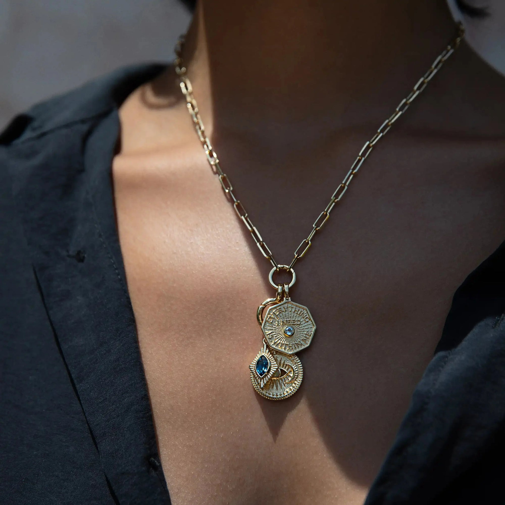Cosmic Affirmation Charm Necklace | 14K Yellow Gold Vermeil | Multi