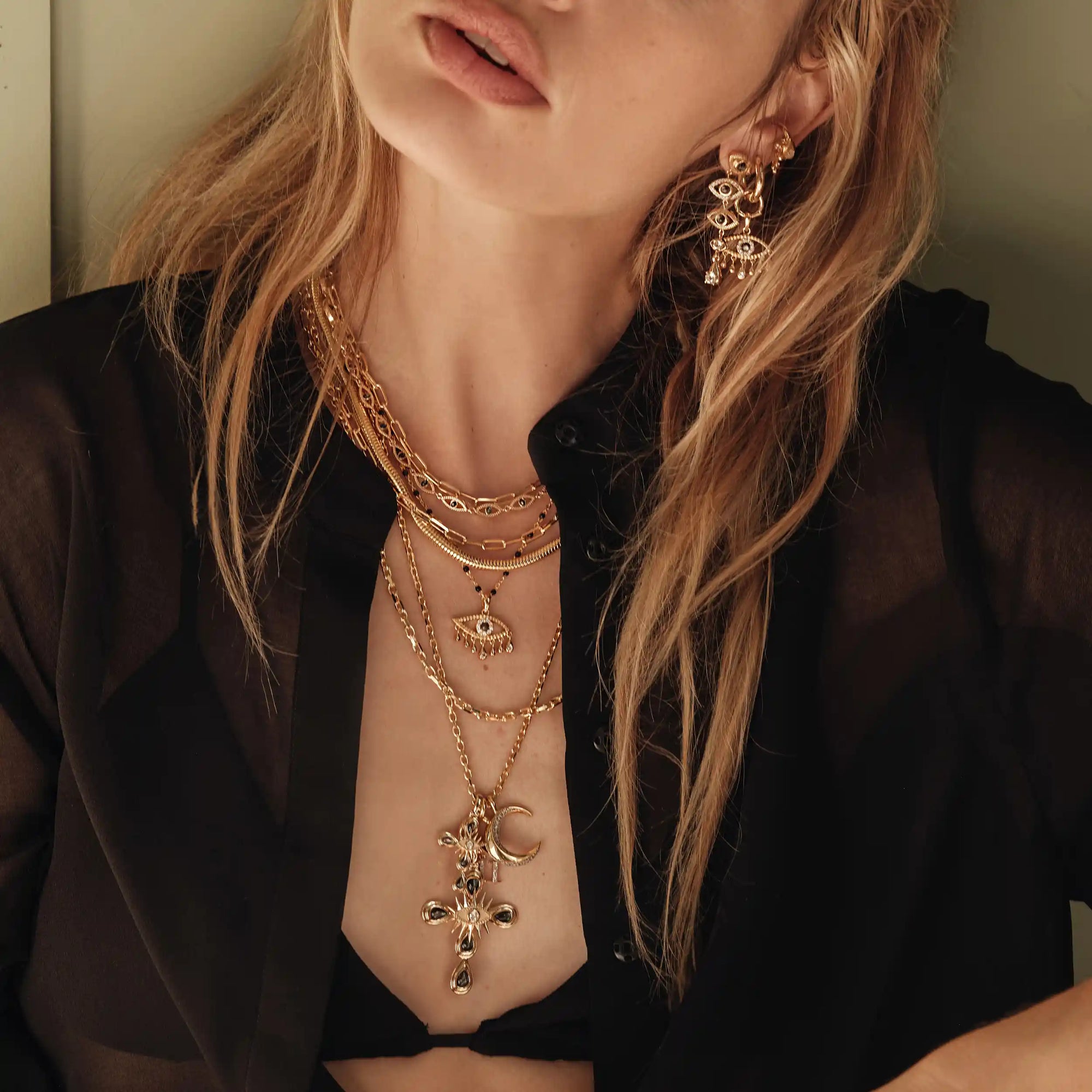 Third Eye Cross Necklace | 14K Yellow Gold Vermeil