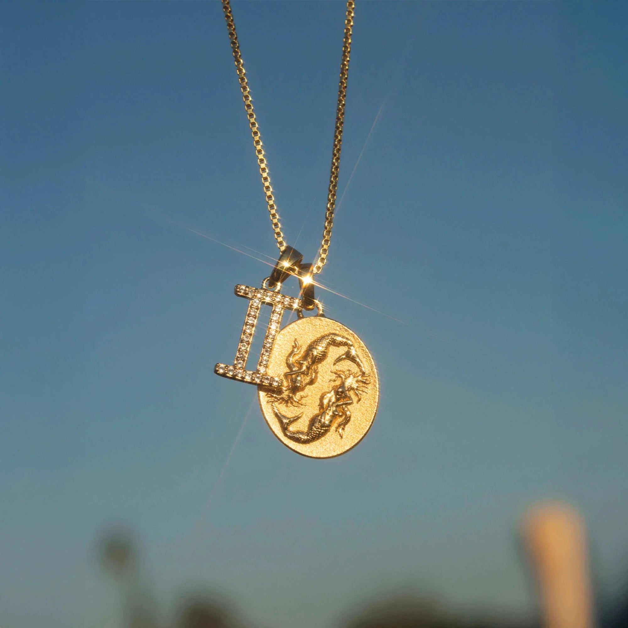 Gemstone Zodiac on Saturn Chain | 14K Yellow Gold Vermeil