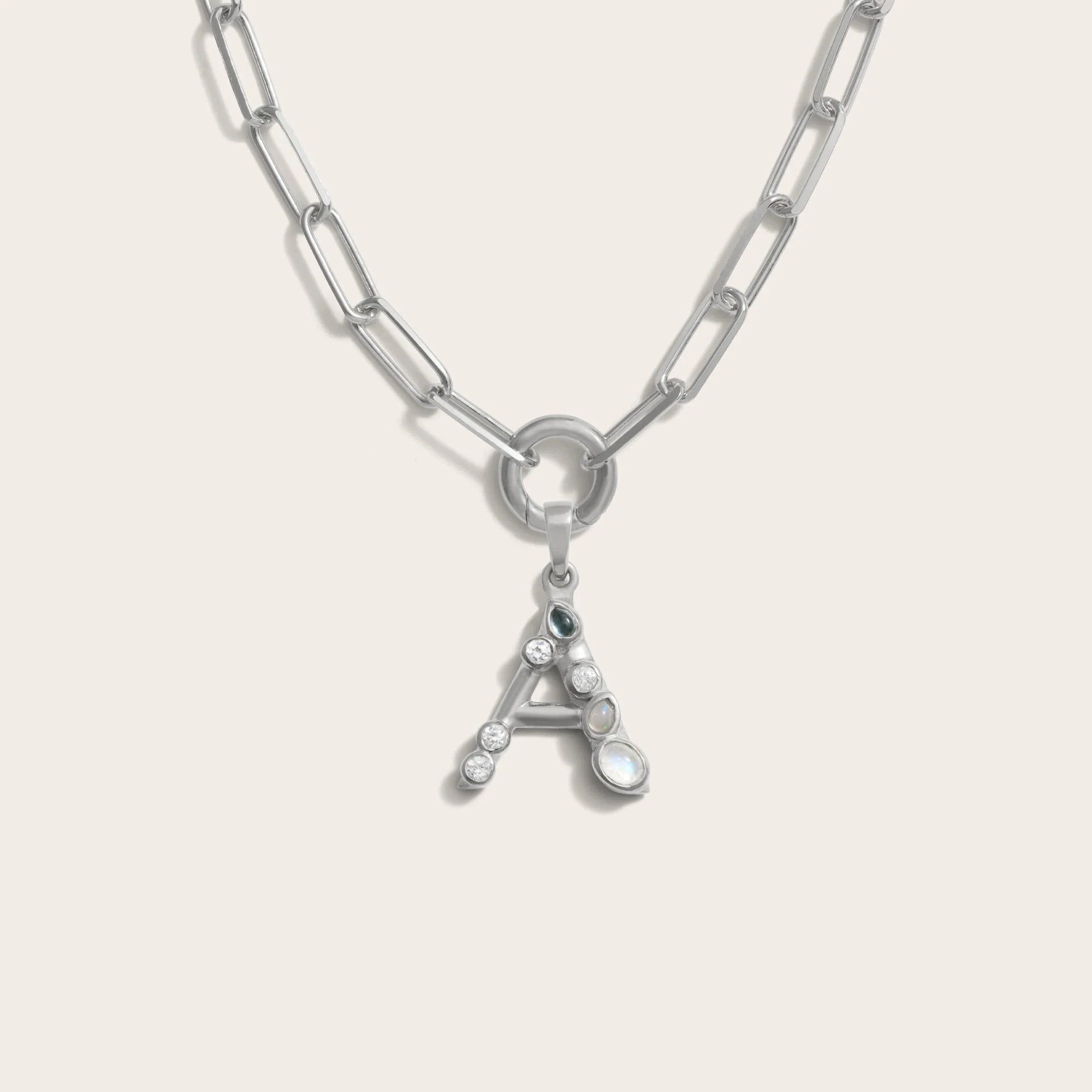 Initial Single Charm Necklace | Sterling Silver