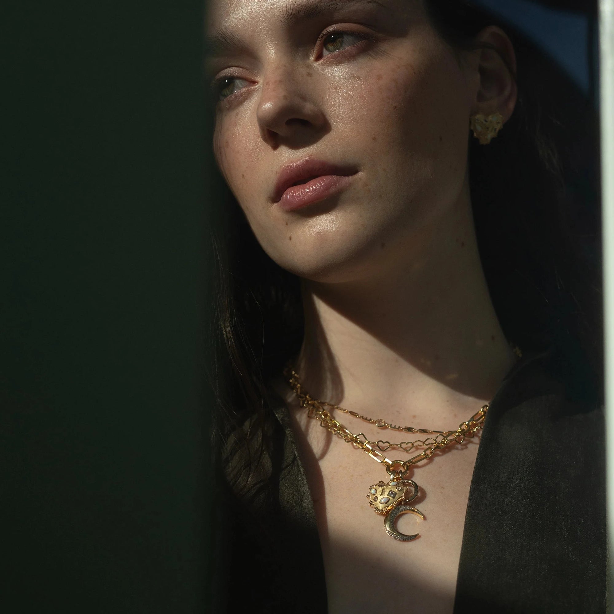 Moonstruck Gemstone Charm Necklace | 14K Yellow Gold Vermeil