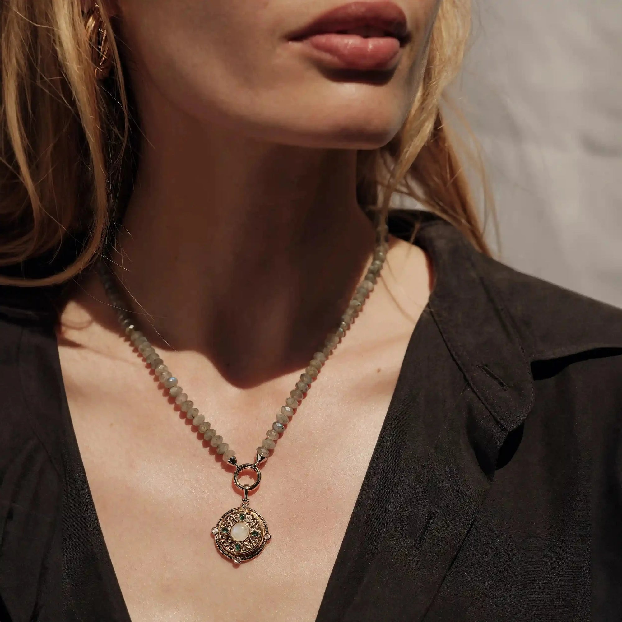 Labradorite Charm Collector Necklace | 14K Yellow Gold Vermeil
