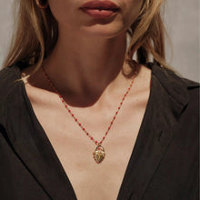 Spiked Heart Ruby Enamel Necklace | 14K Yellow Gold Vermeil