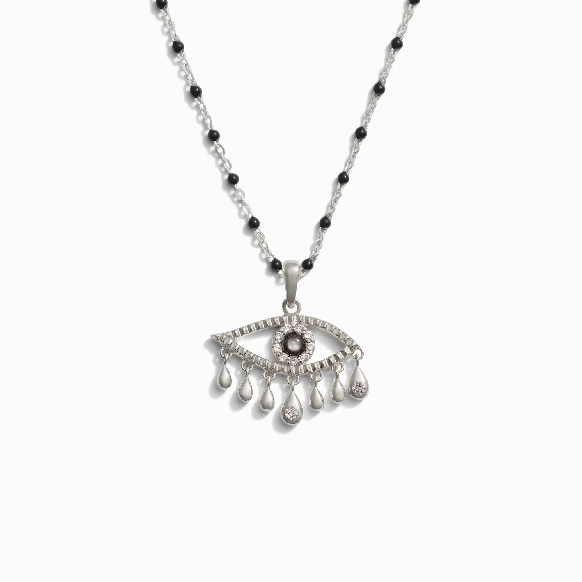 Third Eye Black Enamel Necklace | Sterling Silver
