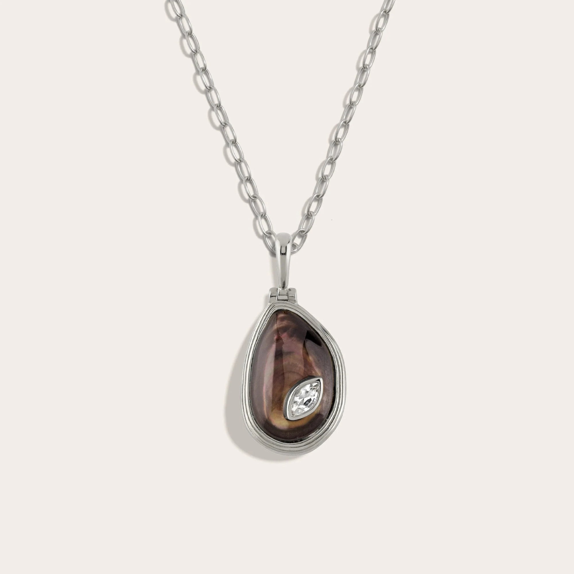 Awe Inspired Necklaces Sterling Silver / Black Mother of Pearl / 16-18" Mini Paperclip Organic Mother of Pearl Gemstone Necklace