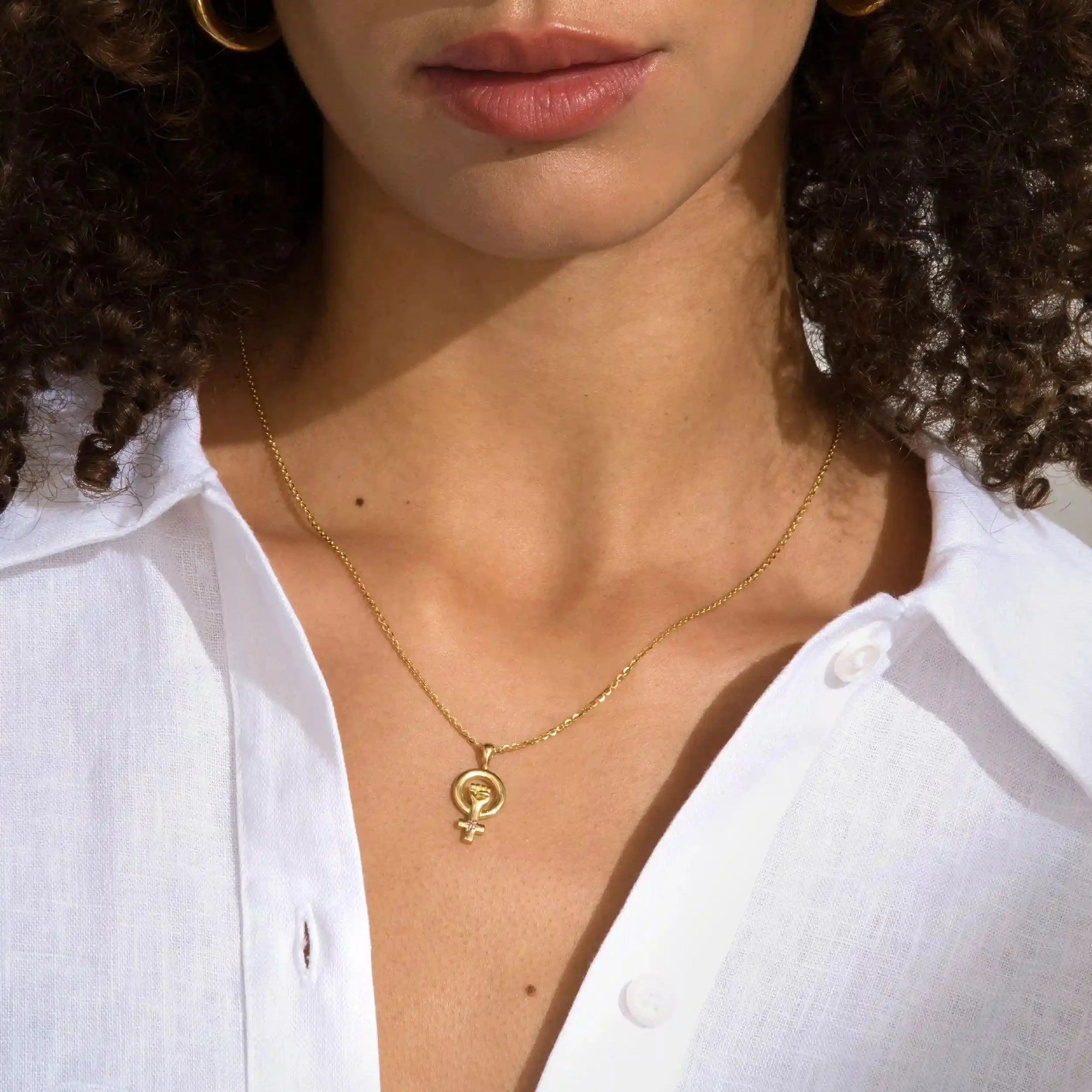 Woman Power Necklace | 14K Yellow Gold Vermeil