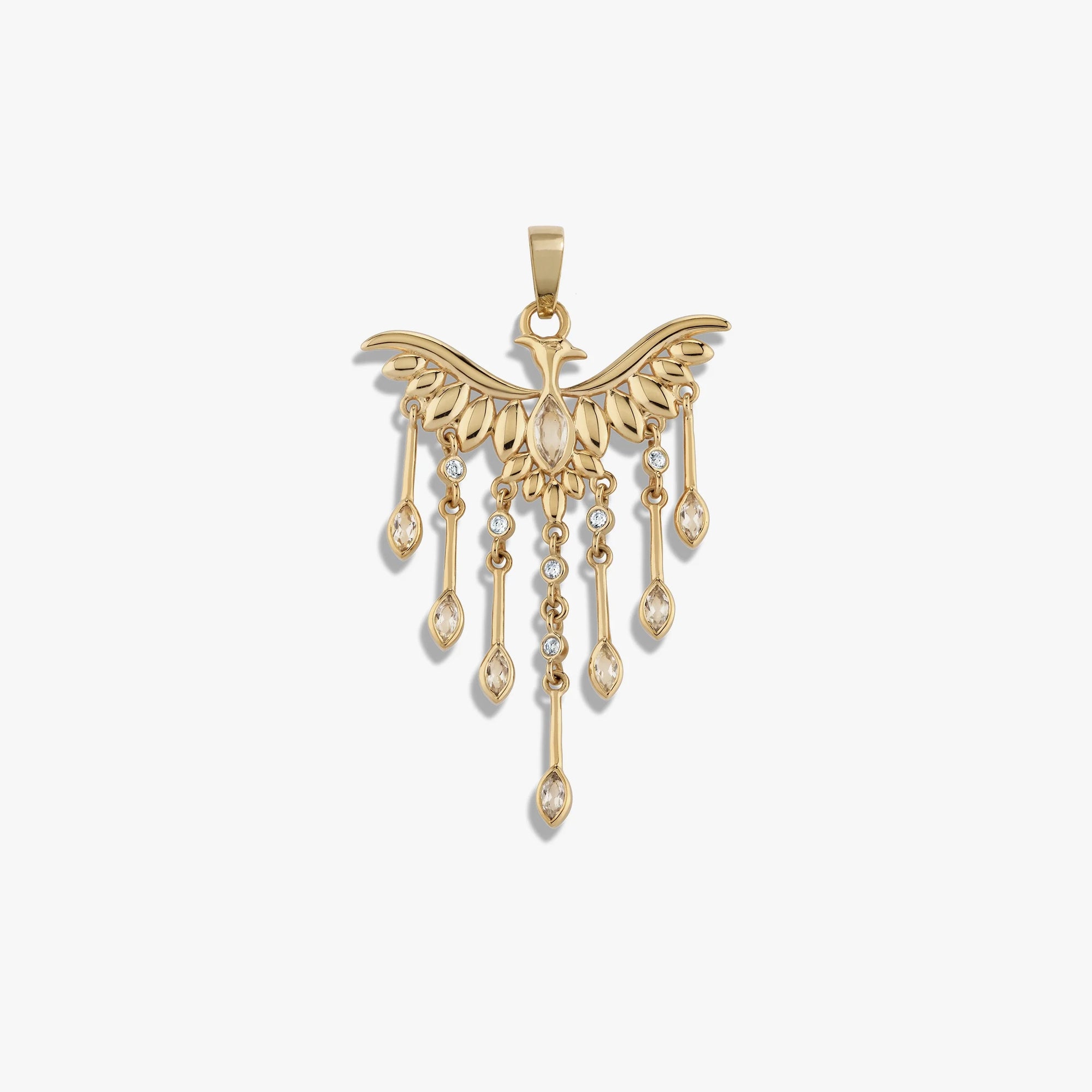 Awe Inspired Pendants 14K Yellow Gold Vermeil Chandelier Phoenix Pendant