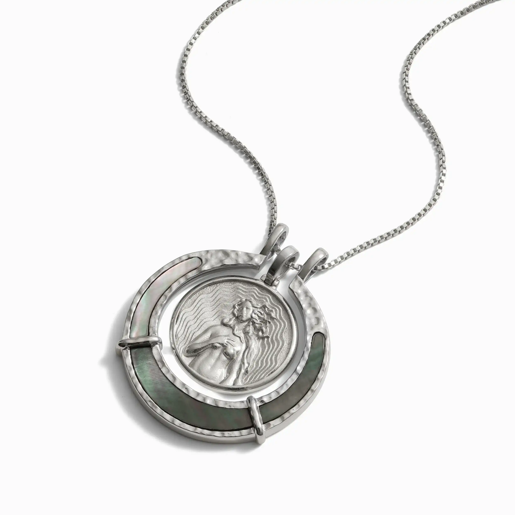 Awe Inspired Pendants Sterling Silver Black Mother of Pearl Goddess Halo