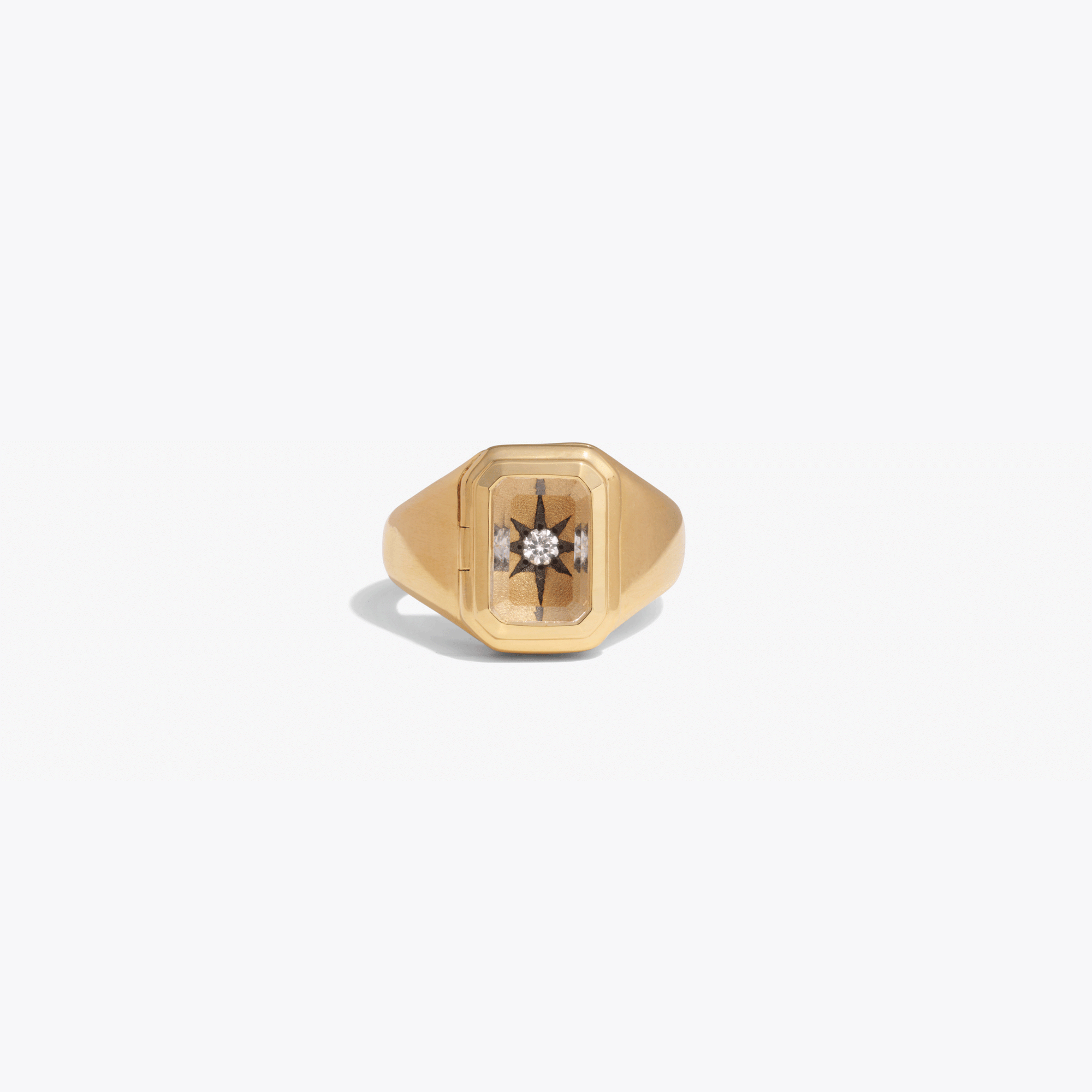 Awe Inspired Rings 14K Gold Vermeil / 6 Crystal Photo Locket Ring