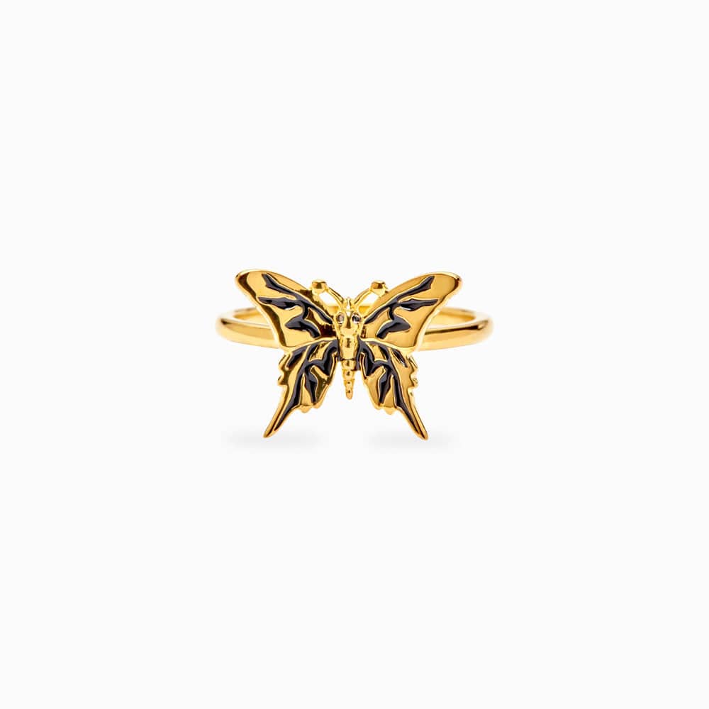 Awe Inspired Rings 14K Yellow Gold Vermeil / 4 Dark Butterfly Ring