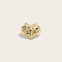 Blue Radiant Heart Ring | 14K Yellow Gold Vermeil