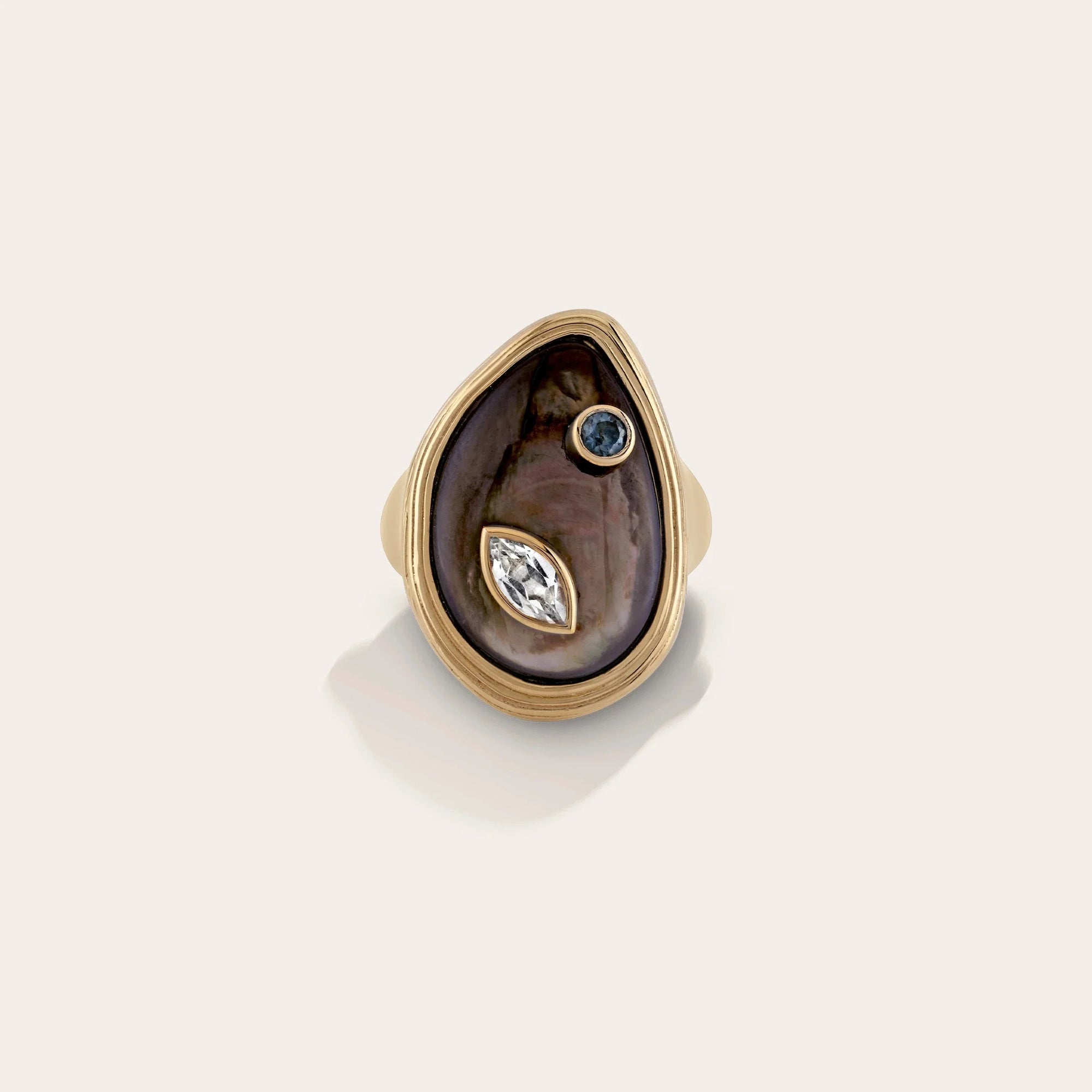 Organic Pearl Gemstone Ring | 14K Yellow Gold Vermeil