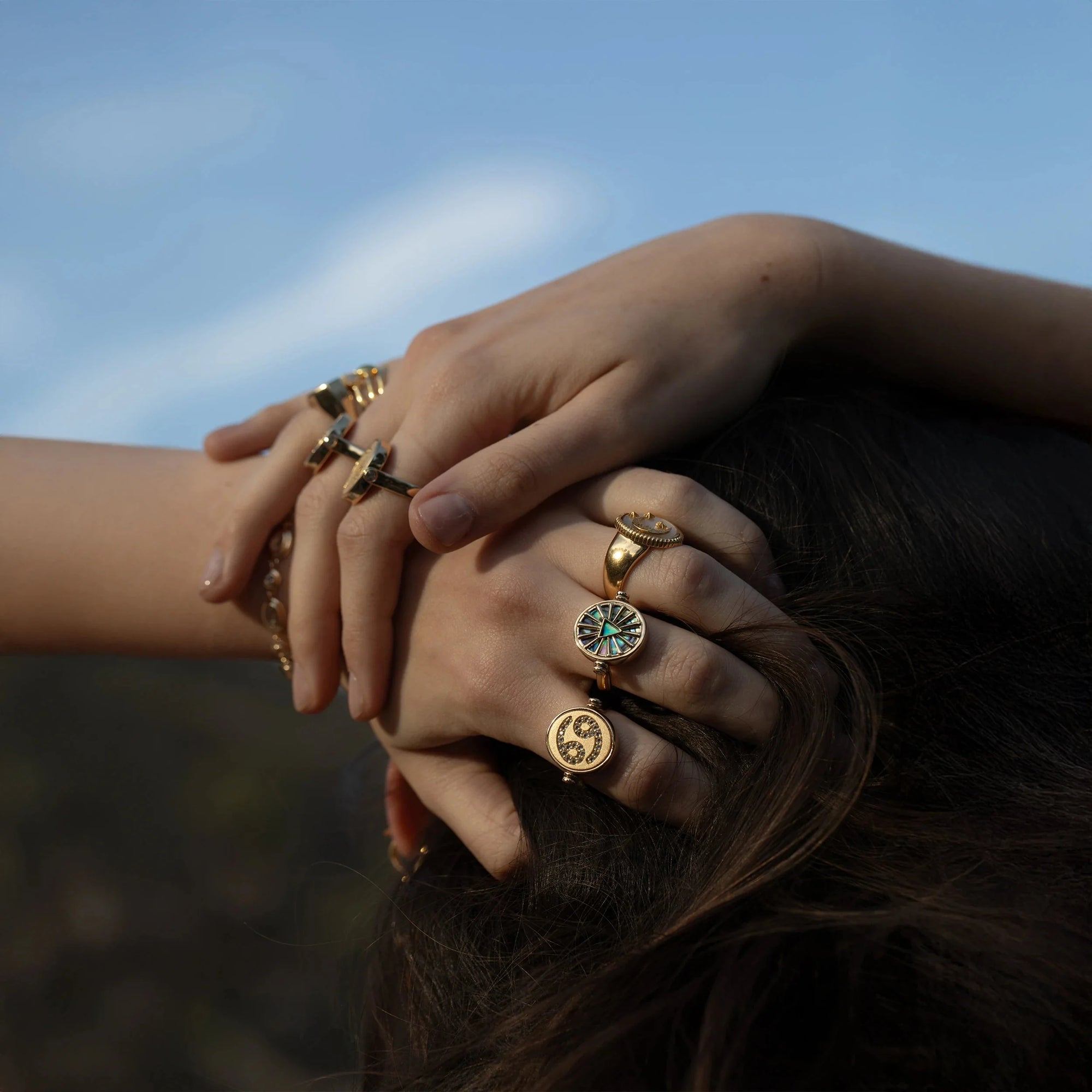Cancer & Water Flip Ring | 14K Yellow Gold Vermeil