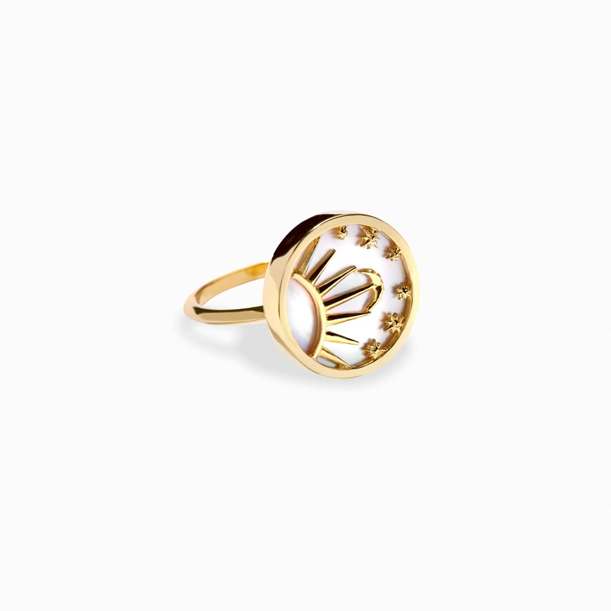 Celestial Mother of Pearl Ring | 14K Yellow Gold Vermeil