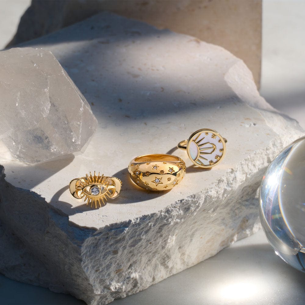 Celestial Mother of Pearl Ring | 14K Yellow Gold Vermeil